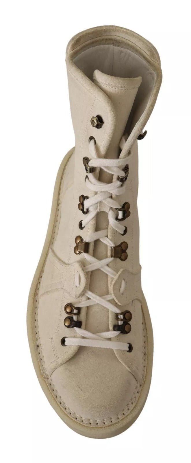 Dolce & Gabbana White Leather Lace Up Mens Boots - RIMODA