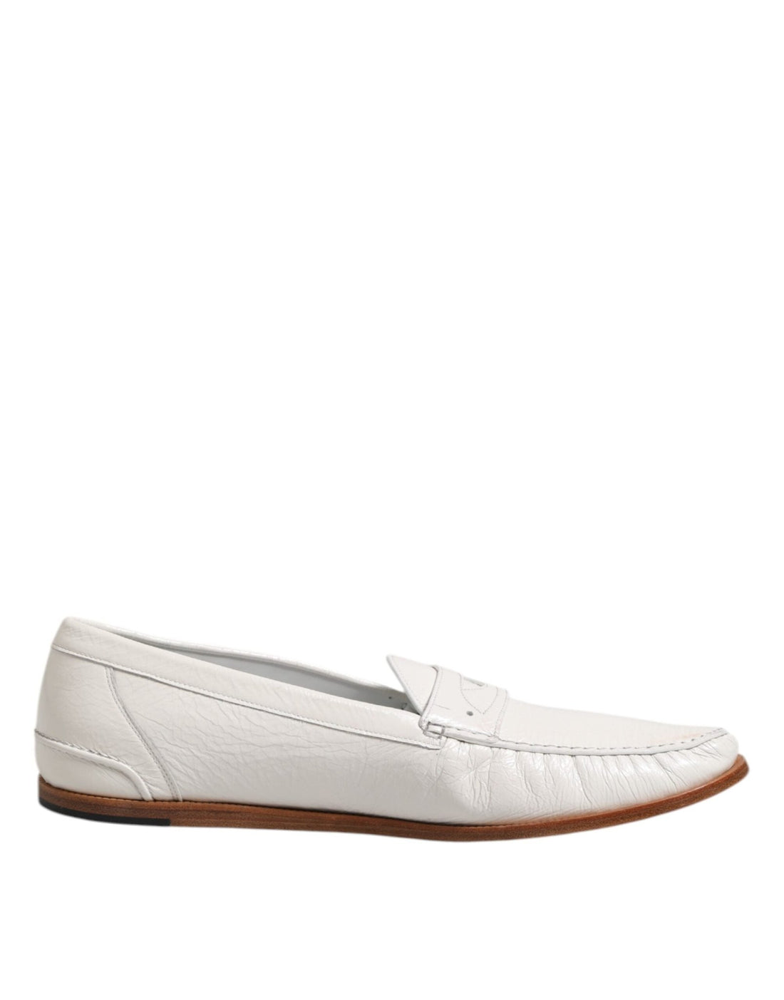 Dolce & Gabbana White Leather Loafers Moccasins Slip On Shoes - RIMODA