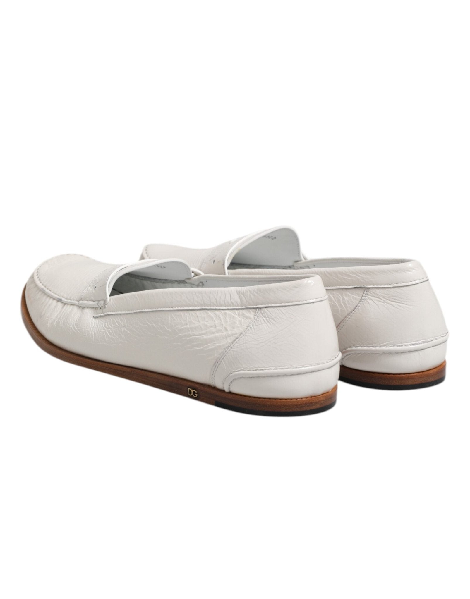 Dolce & Gabbana White Leather Loafers Moccasins Slip On Shoes - RIMODA