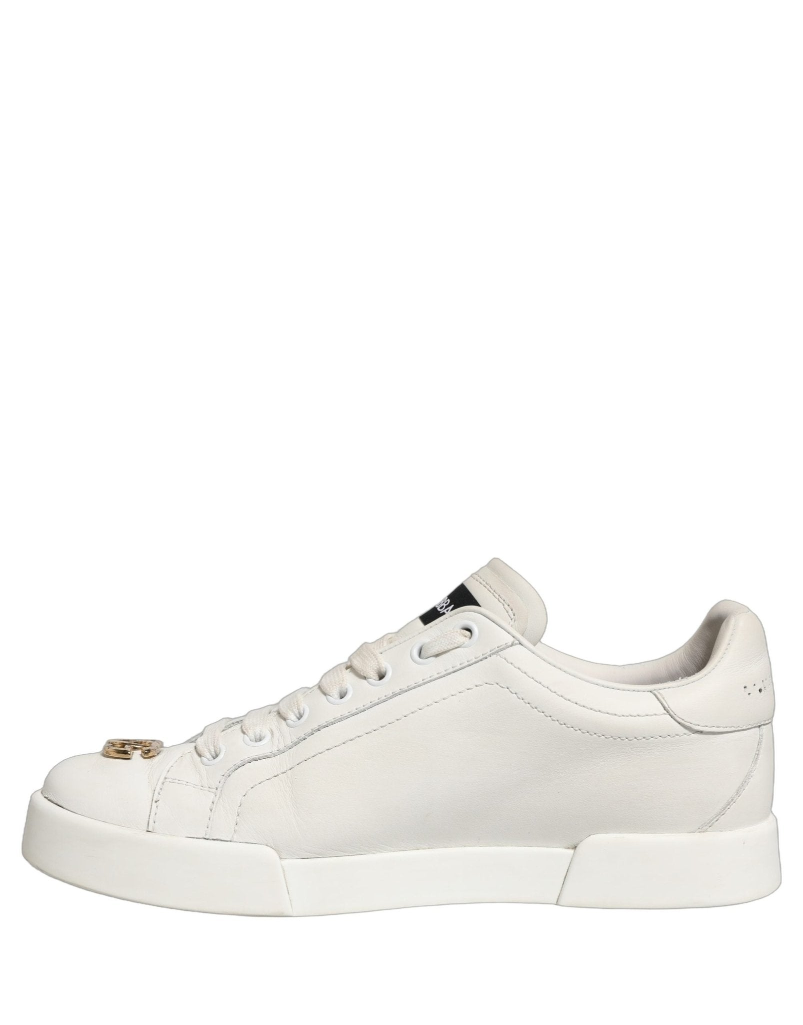 Dolce & Gabbana White Leather Logo Plaque Low Top Sneakers Shoes - RIMODA