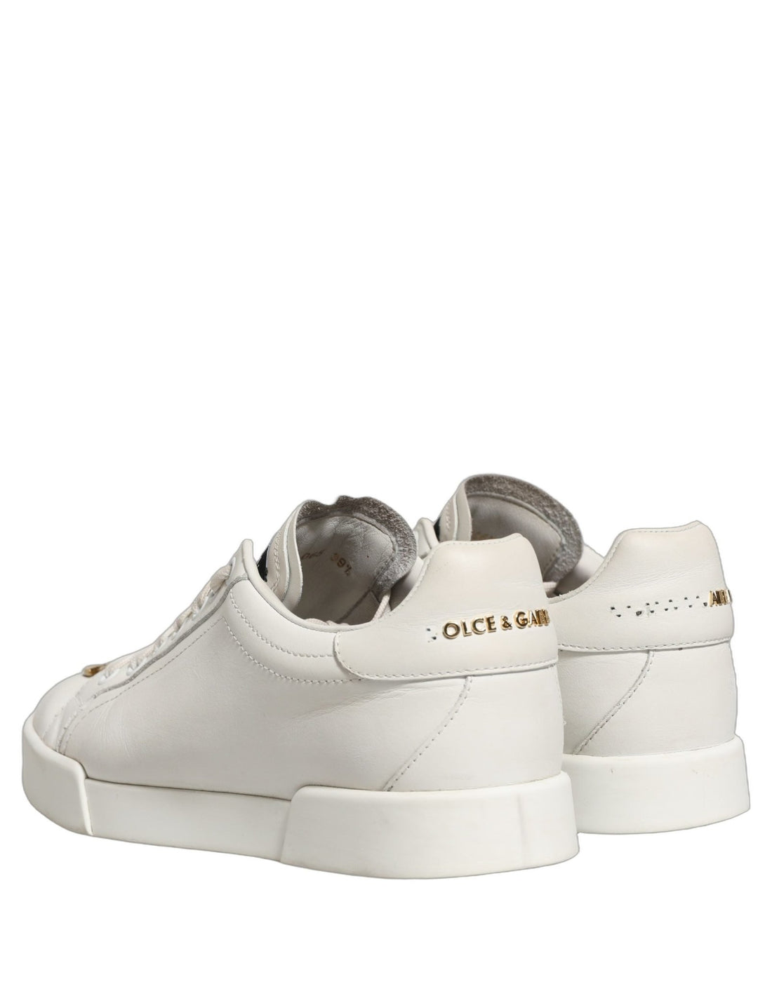 Dolce & Gabbana White Leather Logo Plaque Low Top Sneakers Shoes - RIMODA