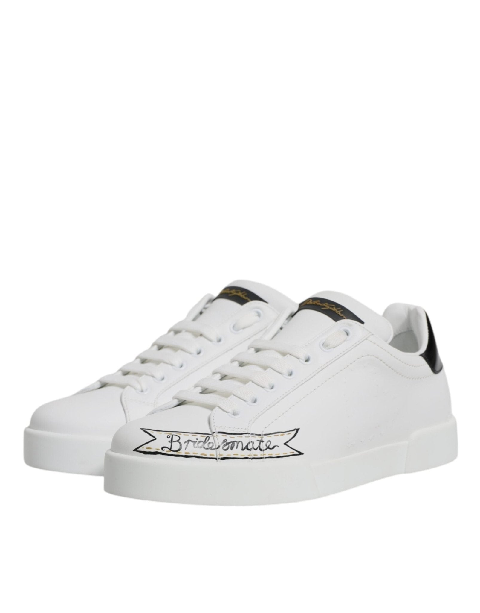 Dolce & Gabbana White Leather Low Top Lace Up Sneakers Shoes - RIMODA