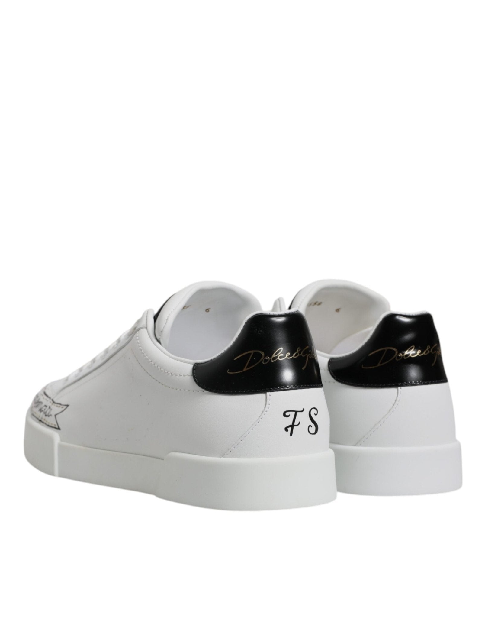 Dolce & Gabbana White Leather Low Top Lace Up Sneakers Shoes - RIMODA