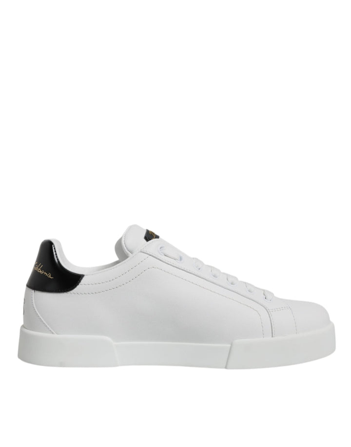 Dolce & Gabbana White Leather Low Top Lace Up Sneakers Shoes - RIMODA