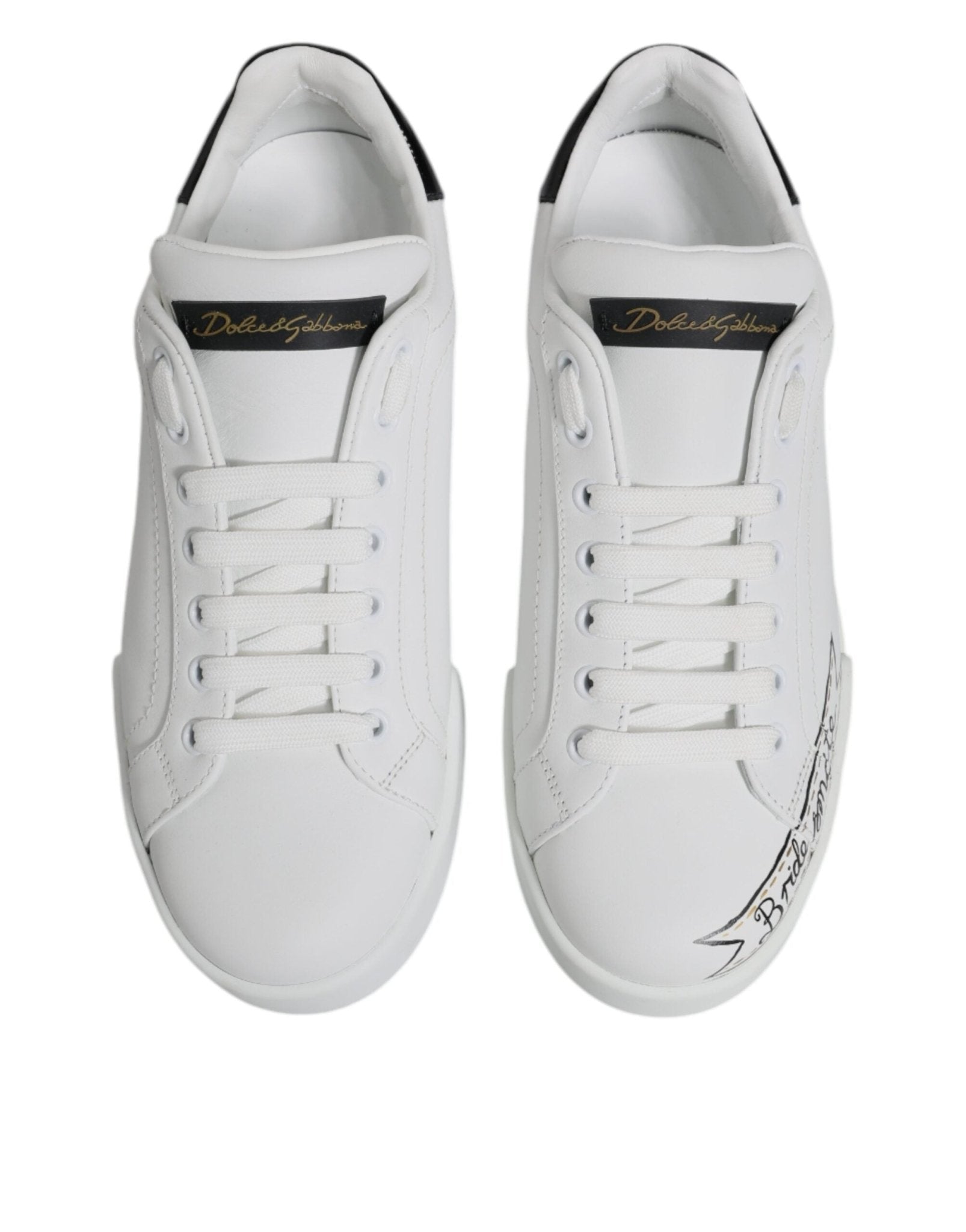 Dolce & Gabbana White Leather Low Top Lace Up Sneakers Shoes - RIMODA
