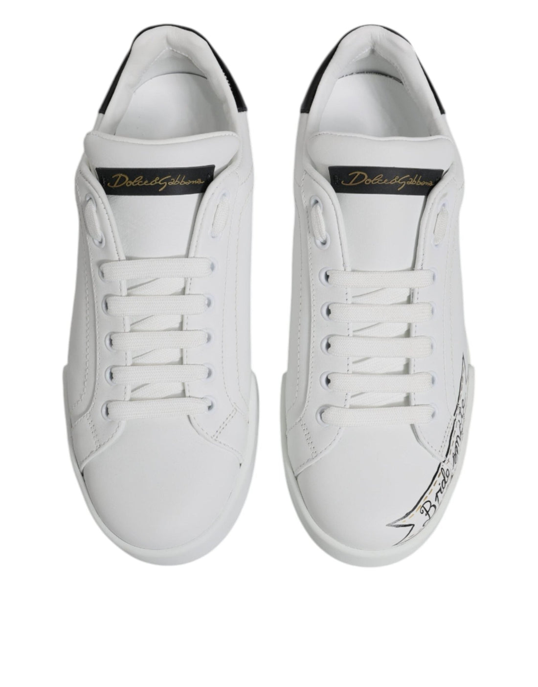 Dolce & Gabbana White Leather Low Top Lace Up Sneakers Shoes - RIMODA