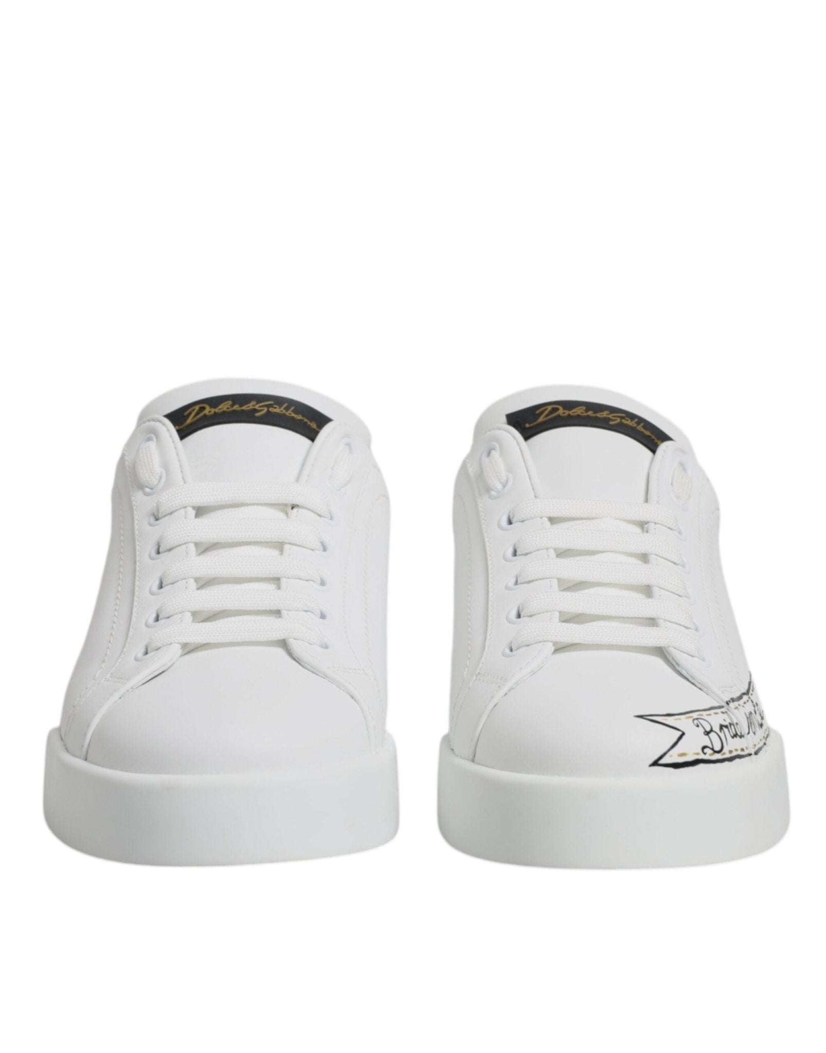 Dolce & Gabbana White Leather Low Top Lace Up Sneakers Shoes - RIMODA