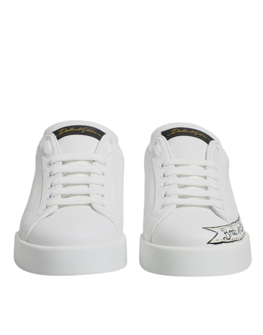 Dolce & Gabbana White Leather Low Top Lace Up Sneakers Shoes - RIMODA
