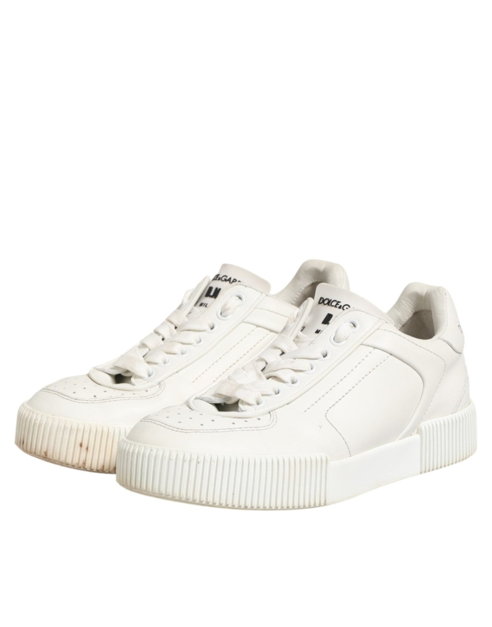 Dolce & Gabbana White Leather MIAMI Low Top Sneakers Shoes - RIMODA