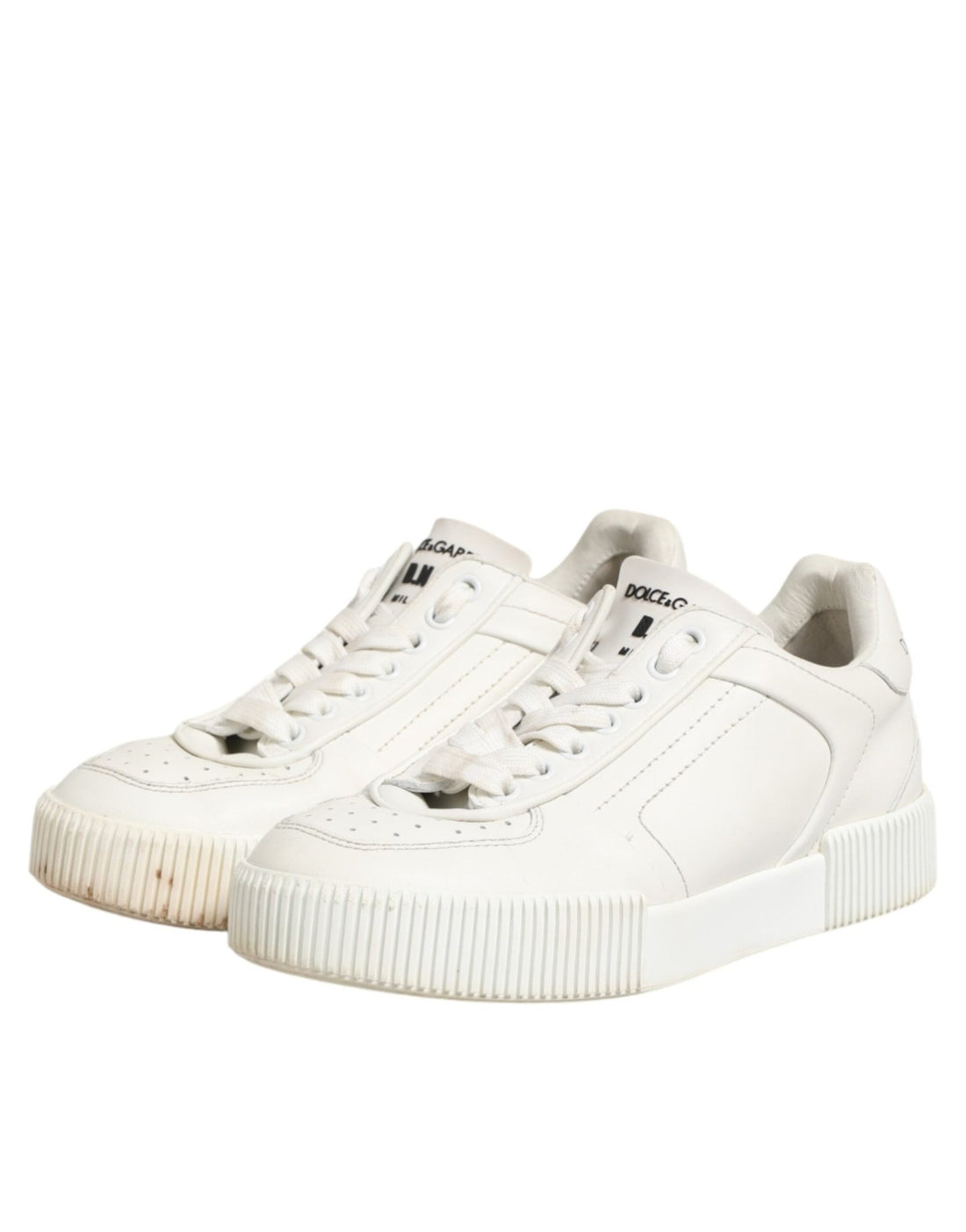 Dolce & Gabbana White Leather MIAMI Low Top Sneakers Shoes - RIMODA