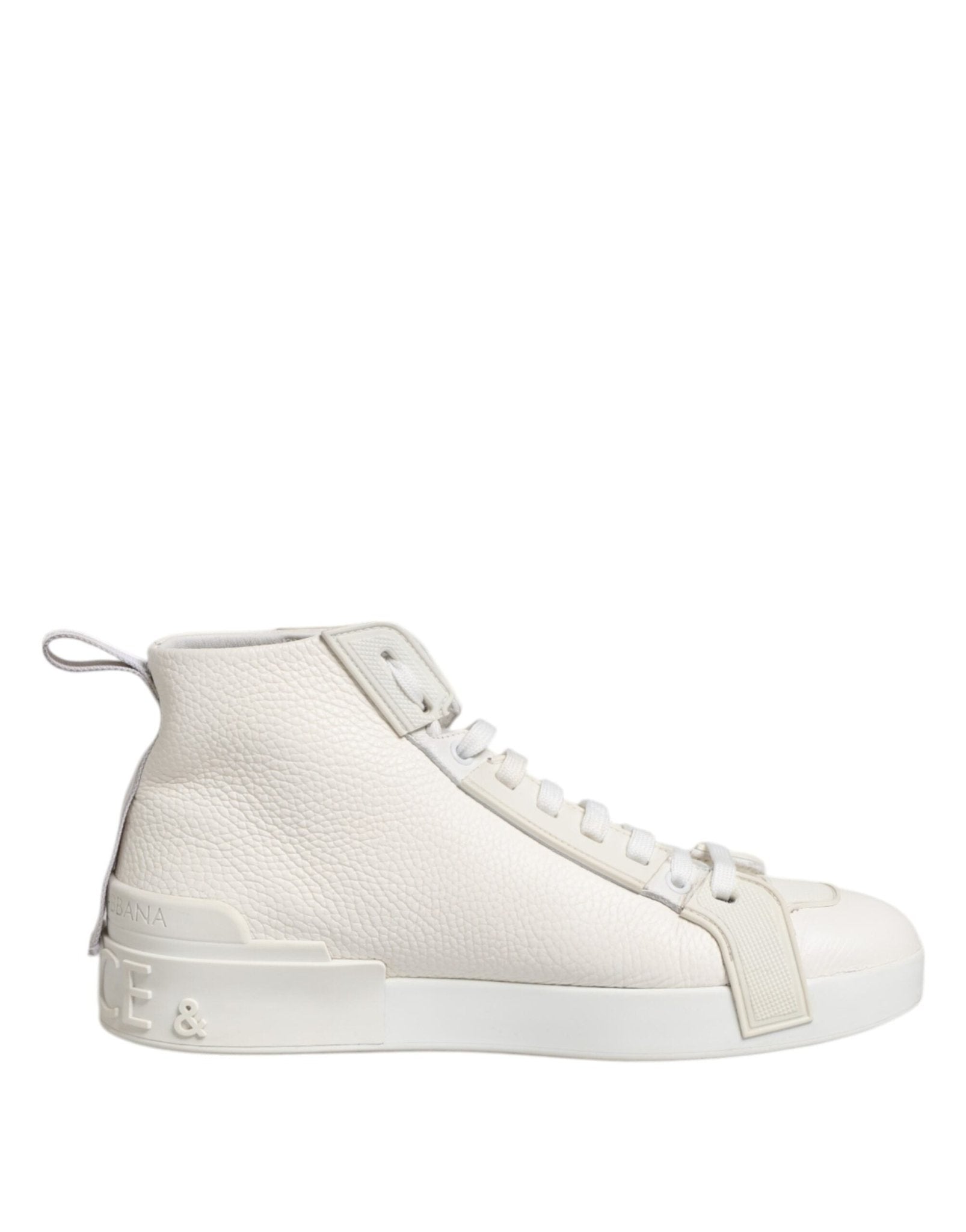 Dolce & Gabbana White Leather Mid Top Sneakers Shoes - RIMODA