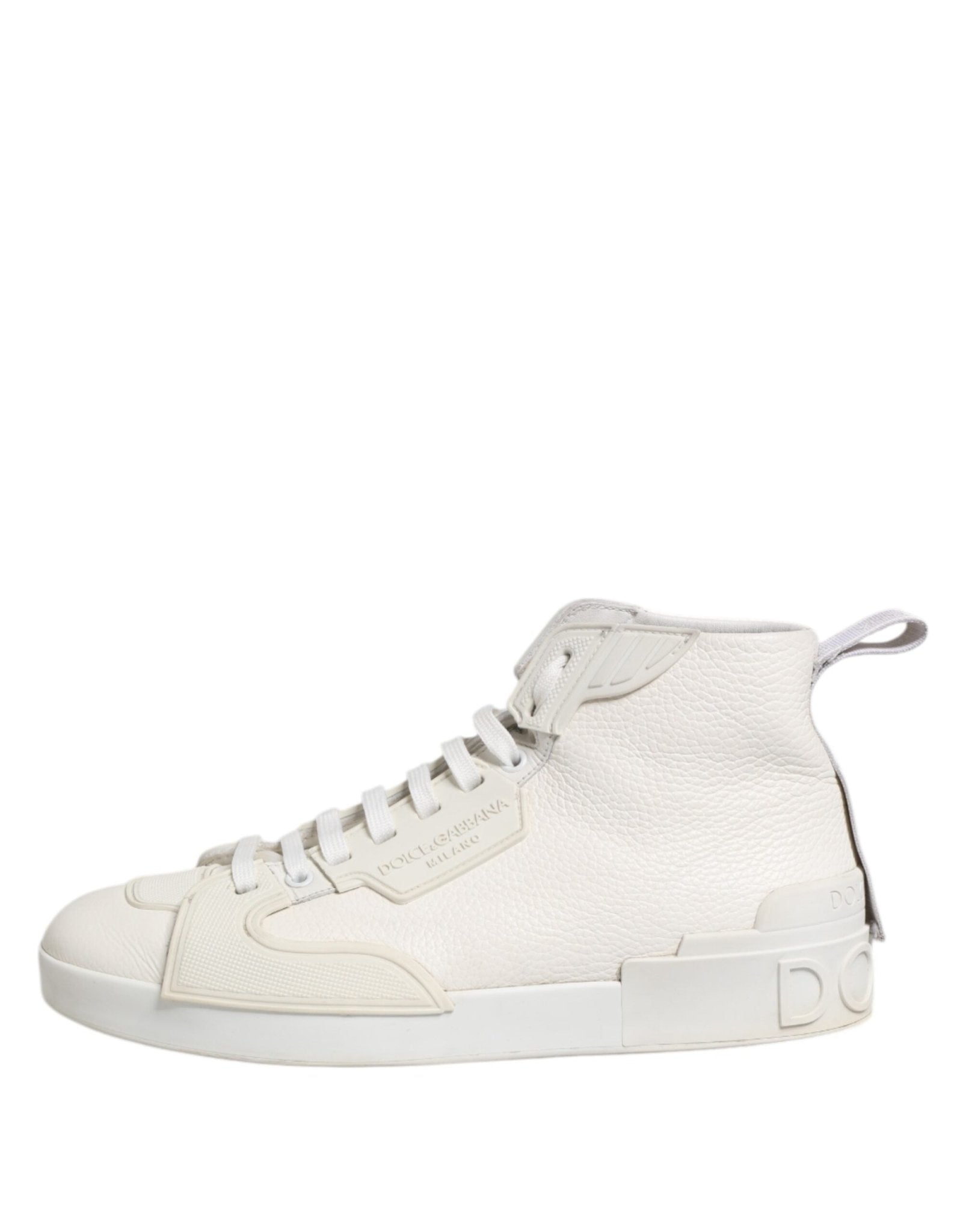 Dolce & Gabbana White Leather Mid Top Sneakers Shoes - RIMODA