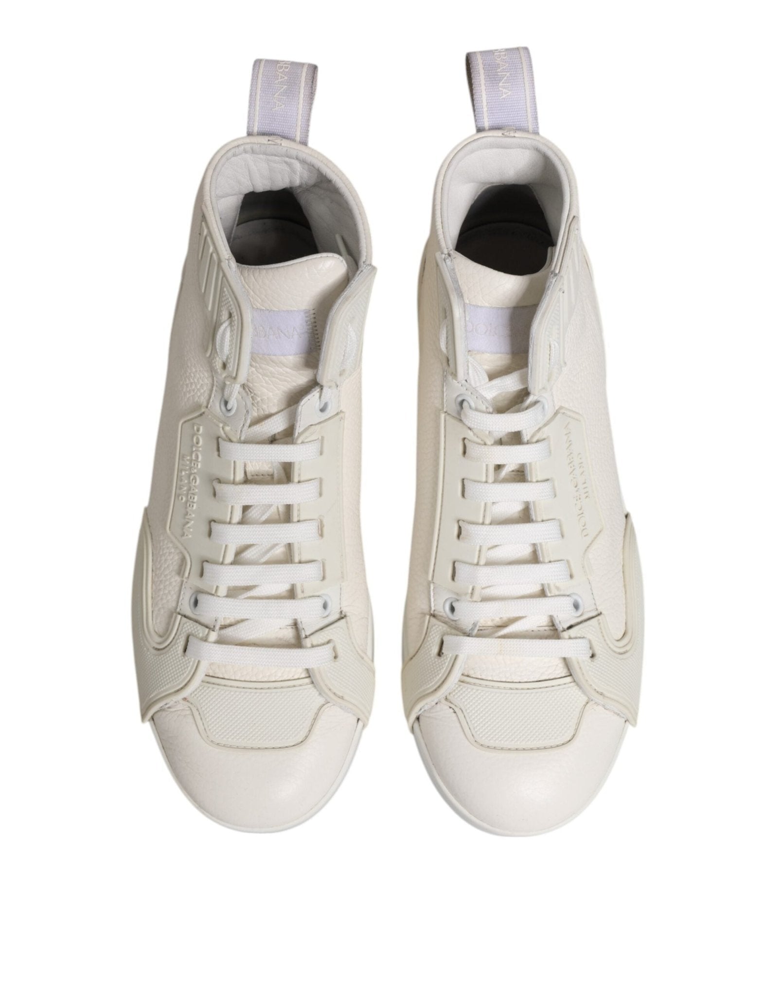 Dolce & Gabbana White Leather Mid Top Sneakers Shoes - RIMODA