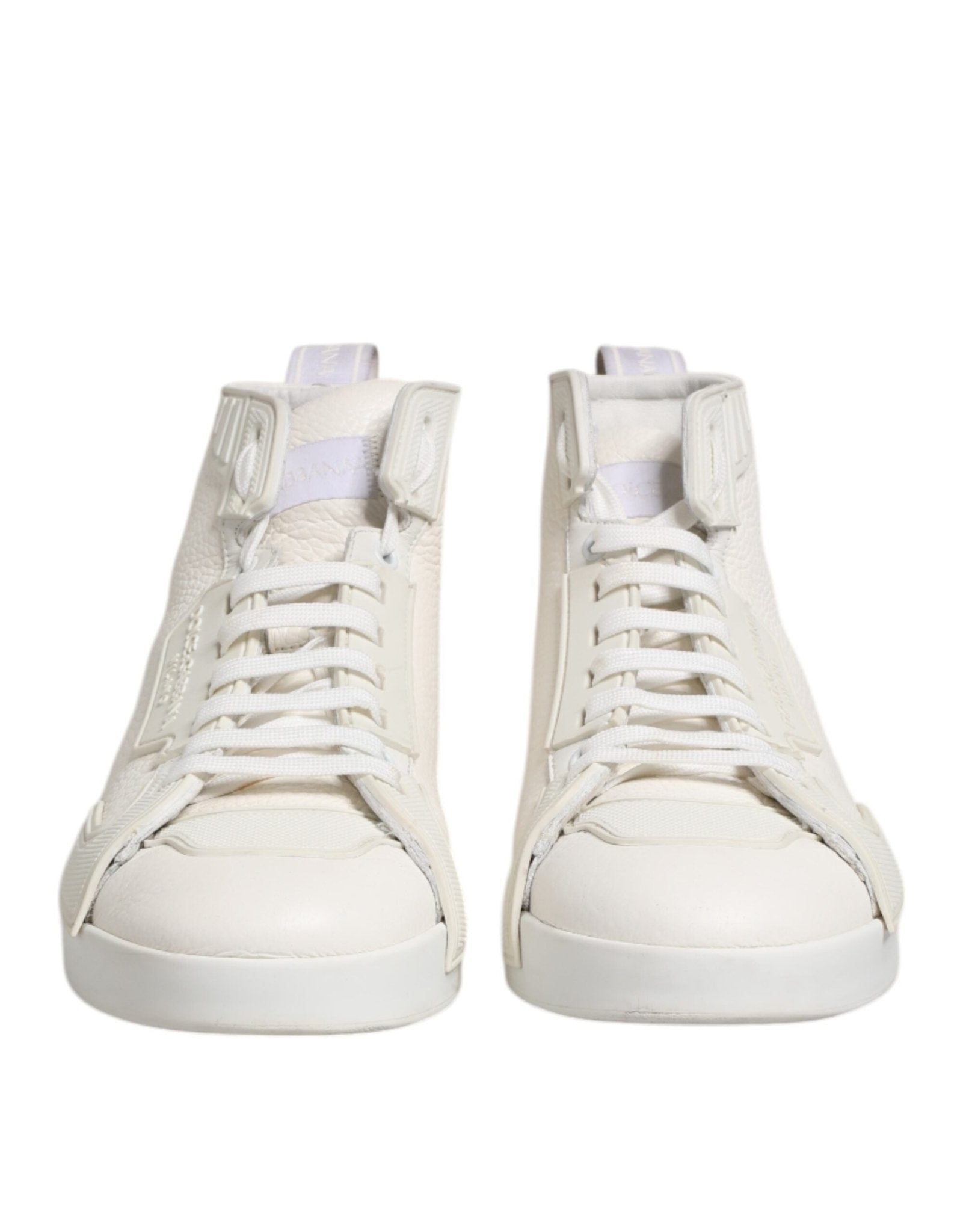 Dolce & Gabbana White Leather Mid Top Sneakers Shoes - RIMODA