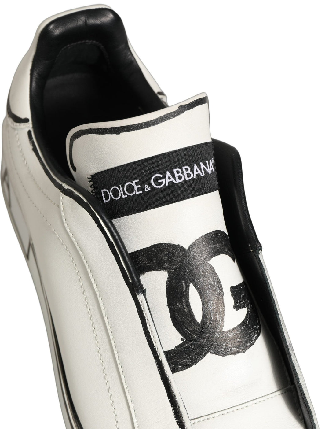 Dolce & Gabbana White Leather Portofino Low Top Sneakers Shoes - RIMODA