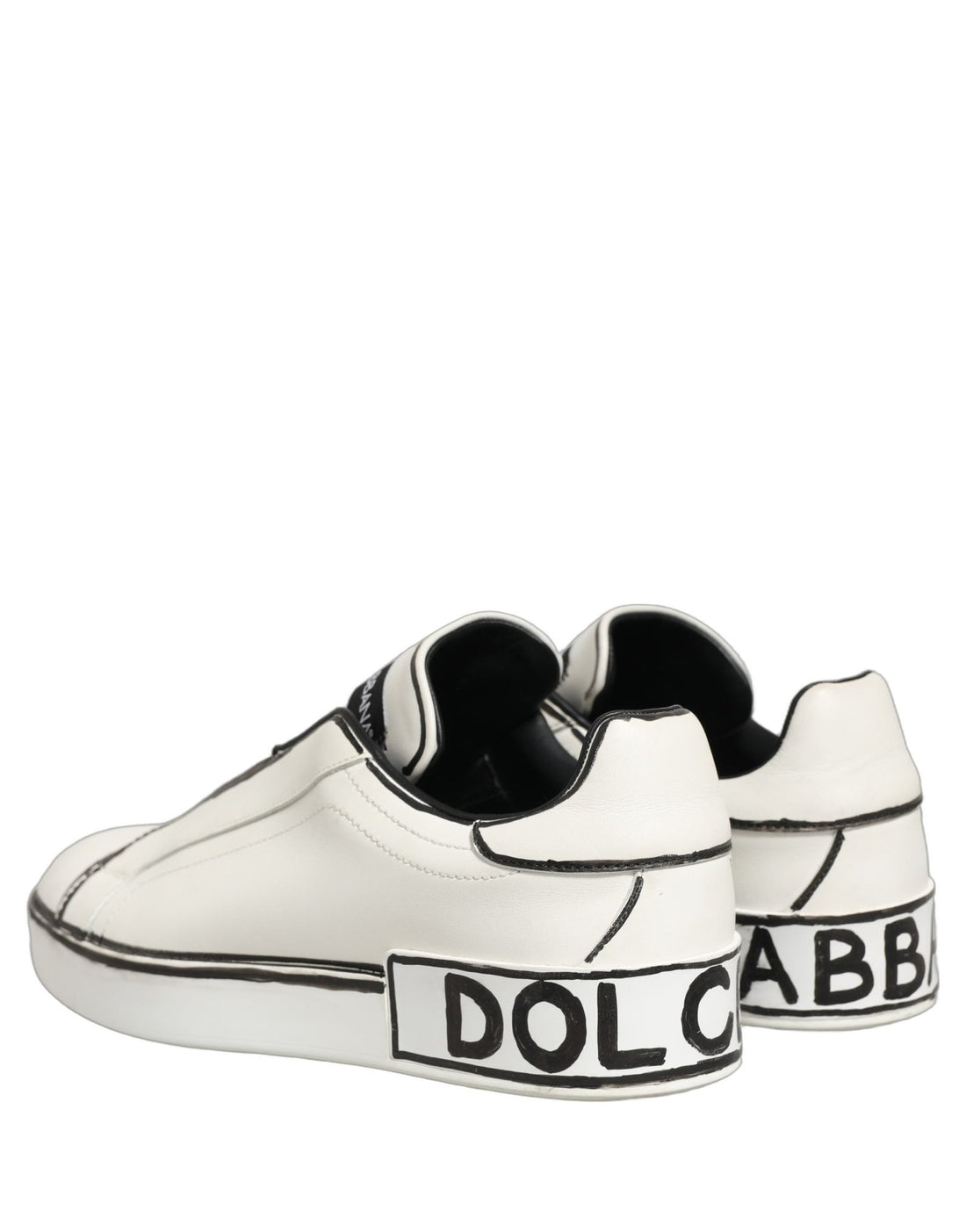 Dolce & Gabbana White Leather Portofino Low Top Sneakers Shoes - RIMODA