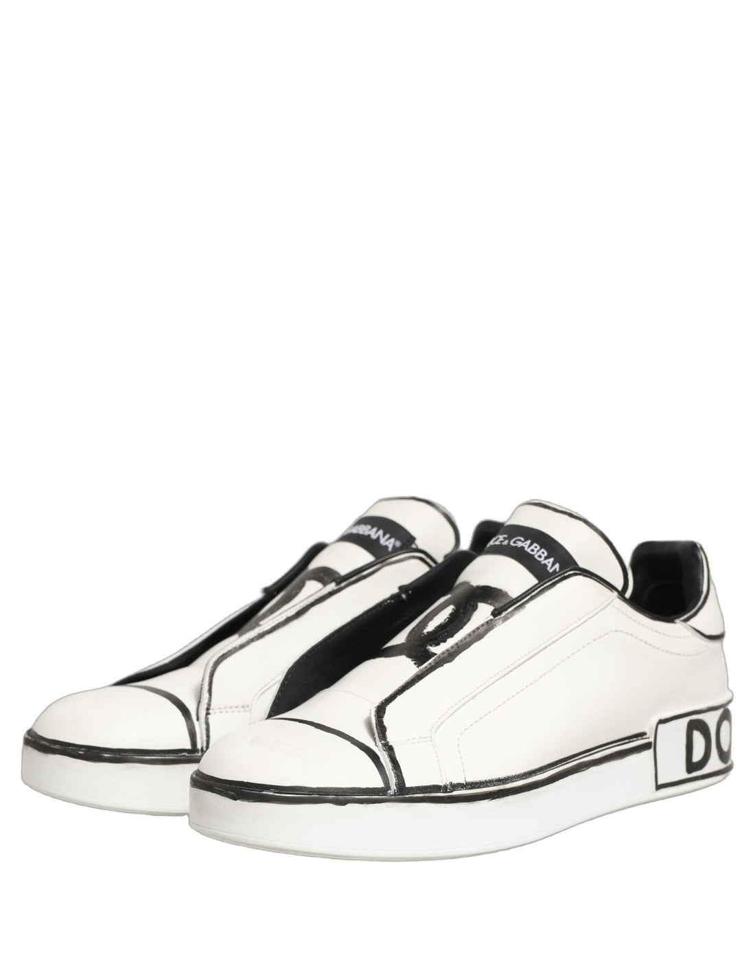 Dolce & Gabbana White Leather Portofino Low Top Sneakers Shoes - RIMODA