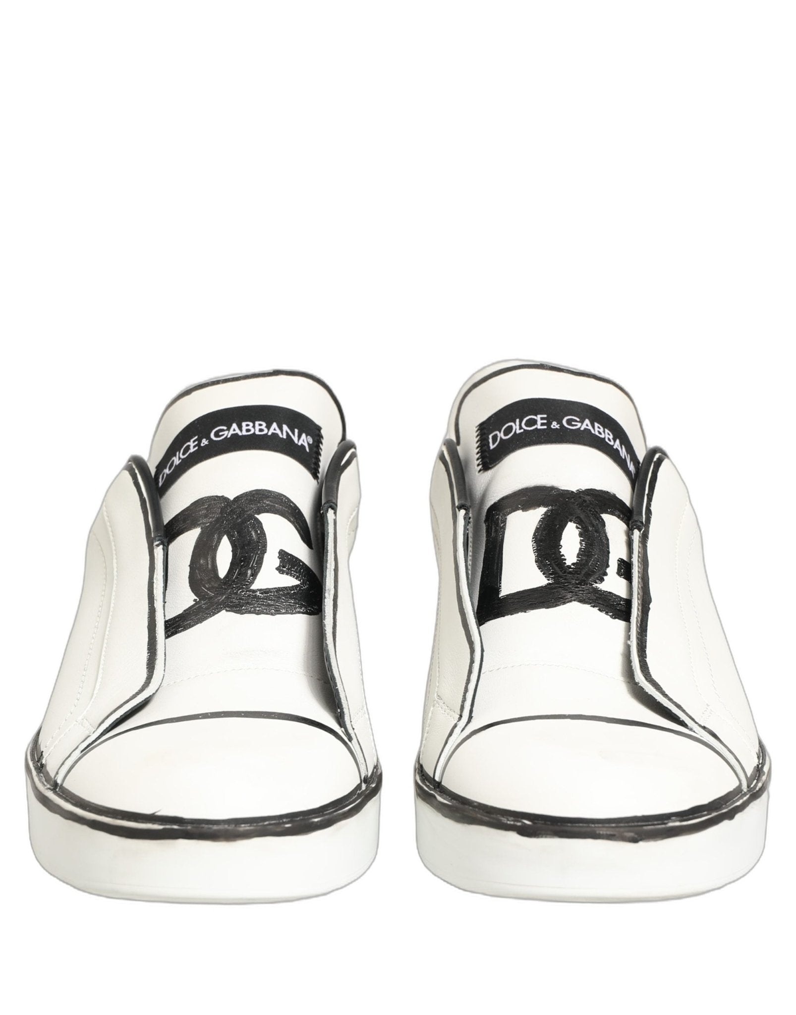 Dolce & Gabbana White Leather Portofino Low Top Sneakers Shoes - RIMODA