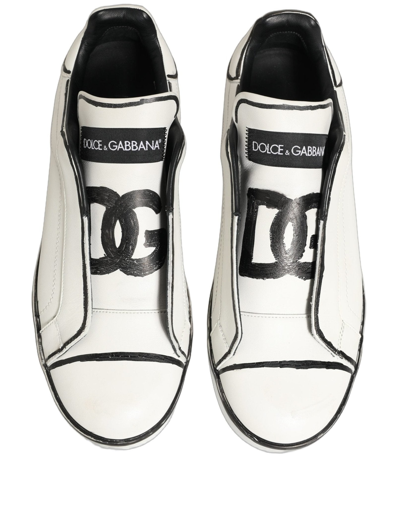 Dolce & Gabbana White Leather Portofino Low Top Sneakers Shoes - RIMODA