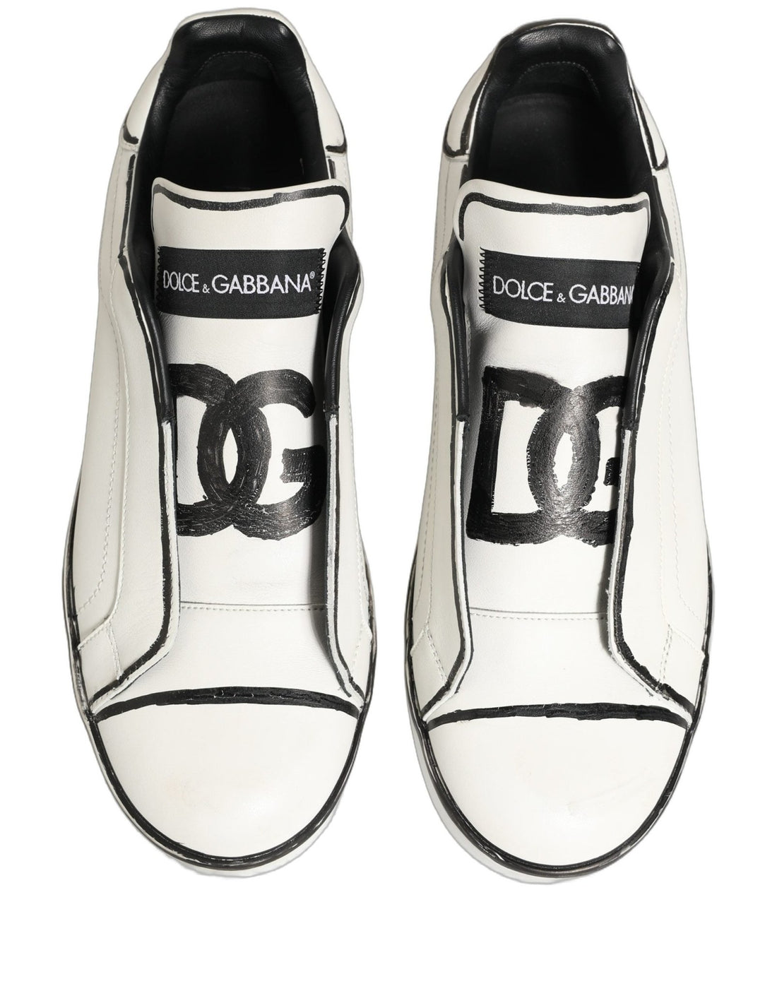 Dolce & Gabbana White Leather Portofino Low Top Sneakers Shoes - RIMODA