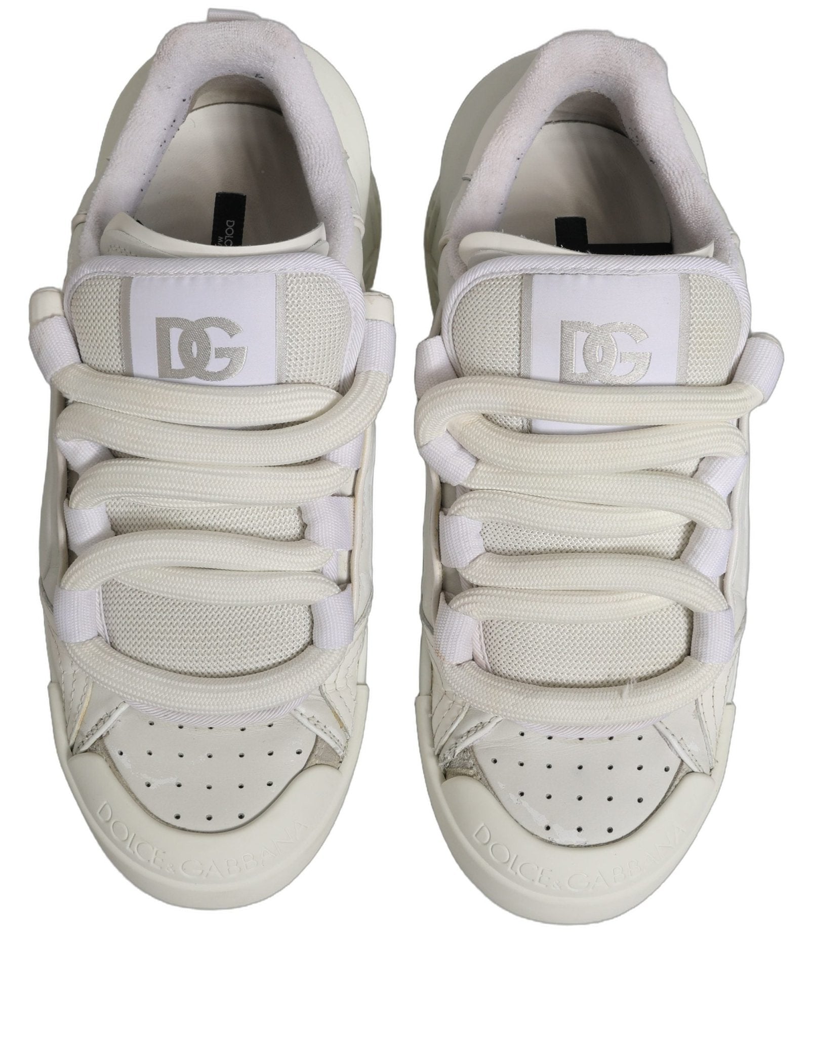 Dolce & Gabbana White Leather Portofino Space Sneakers Shoes - RIMODA