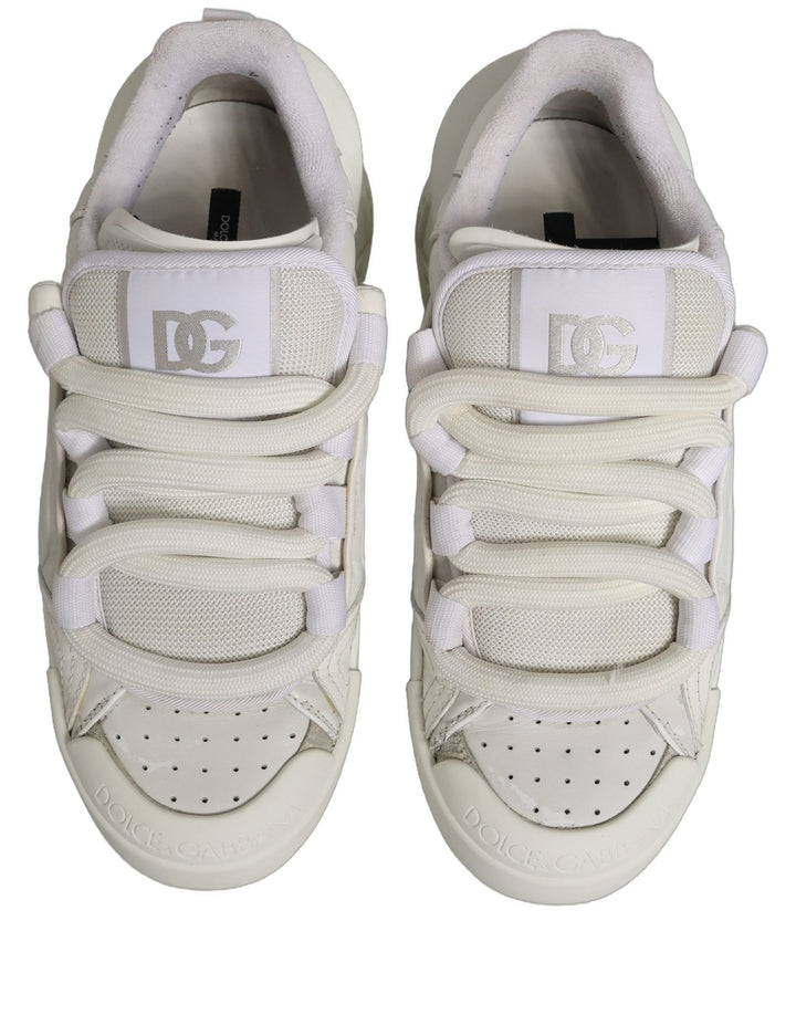 Dolce & Gabbana White Leather Portofino Space Sneakers Shoes - RIMODA