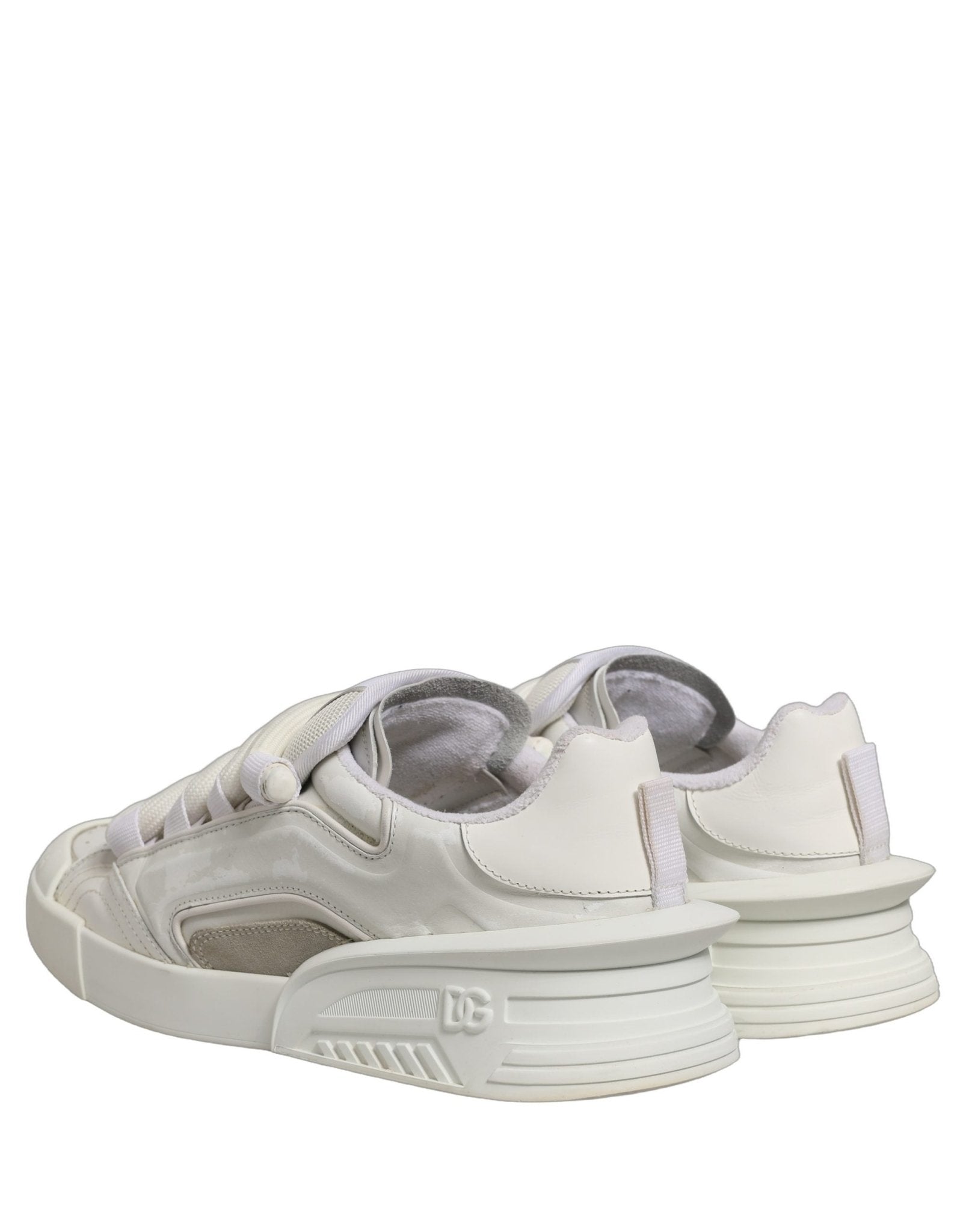 Dolce & Gabbana White Leather Portofino Space Sneakers Shoes - RIMODA