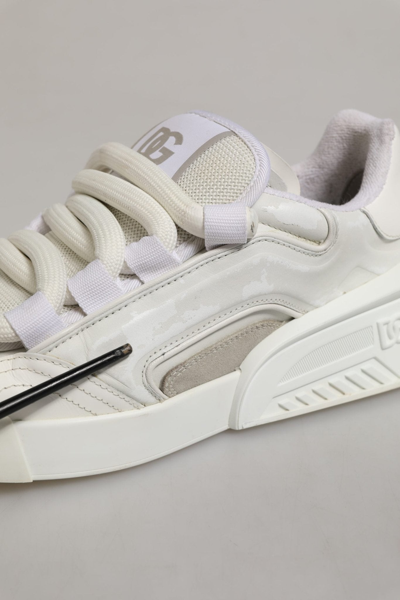 Dolce & Gabbana White Leather Portofino Space Sneakers Shoes - RIMODA