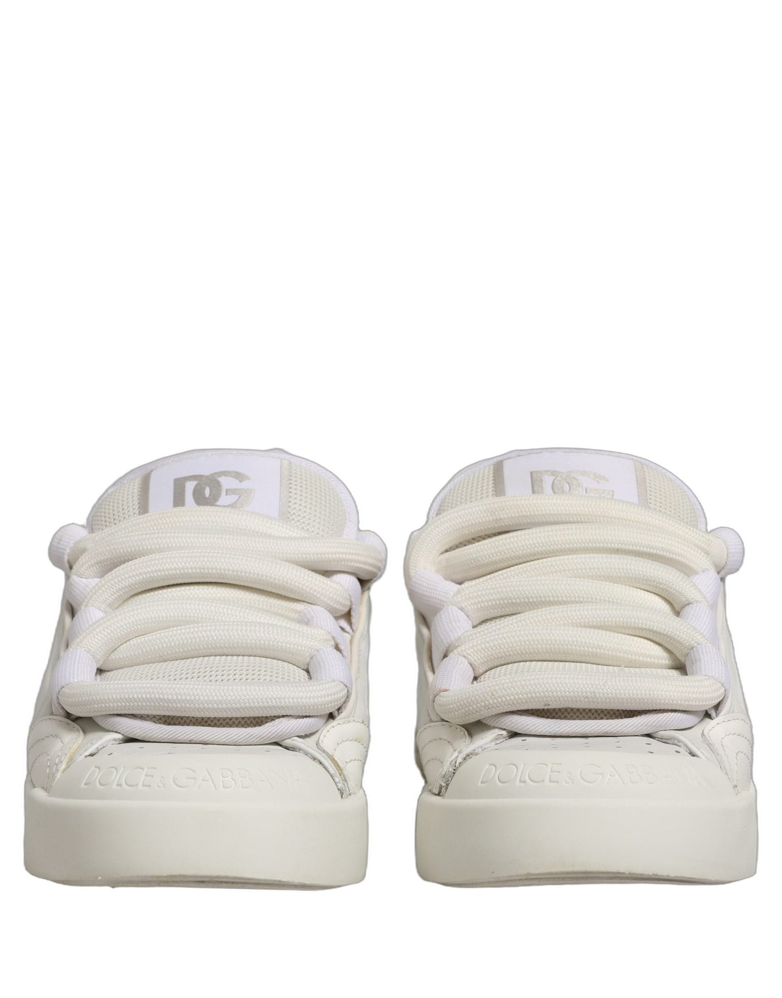 Dolce & Gabbana White Leather Portofino Space Sneakers Shoes - RIMODA