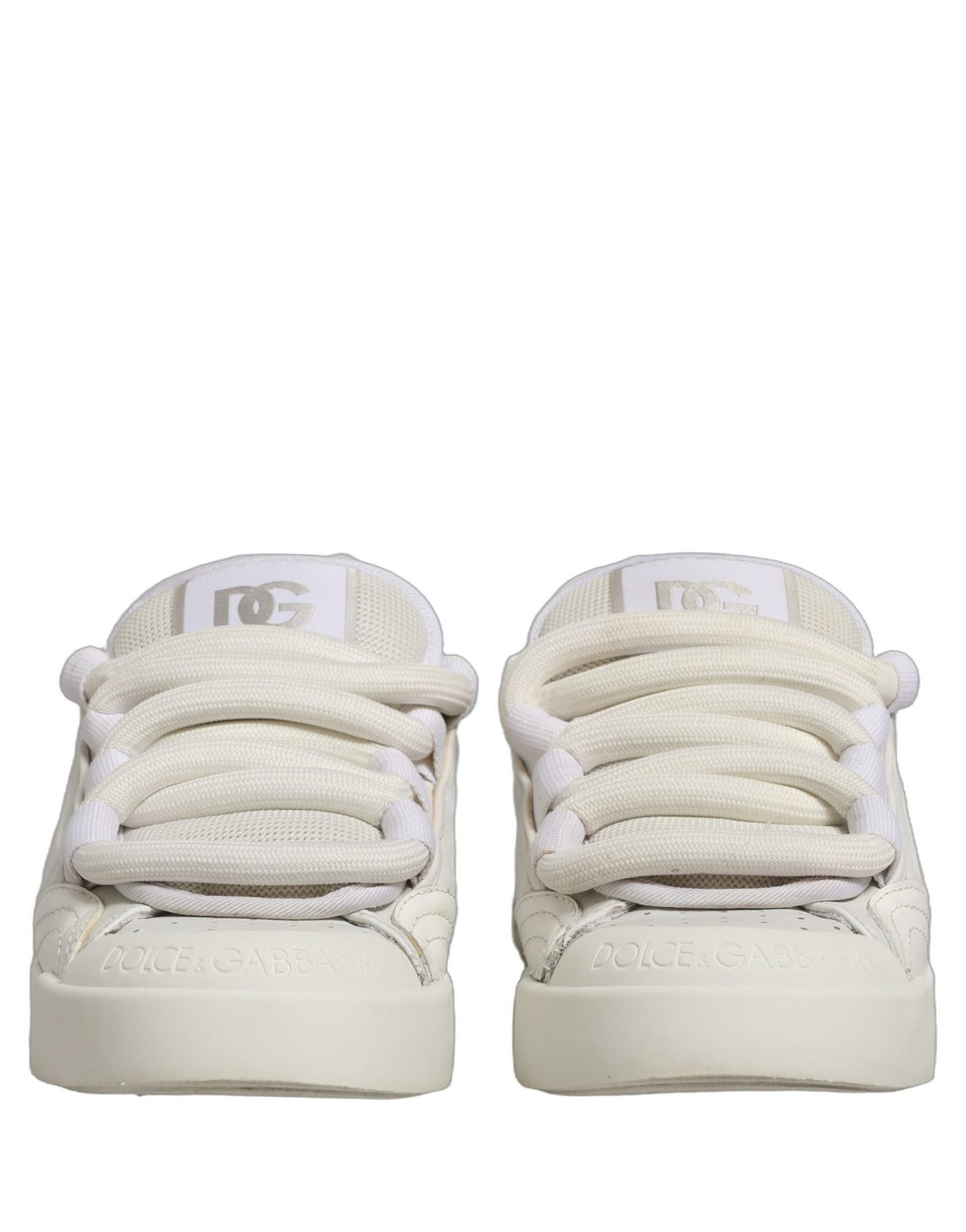 Dolce & Gabbana White Leather Portofino Space Sneakers Shoes - RIMODA
