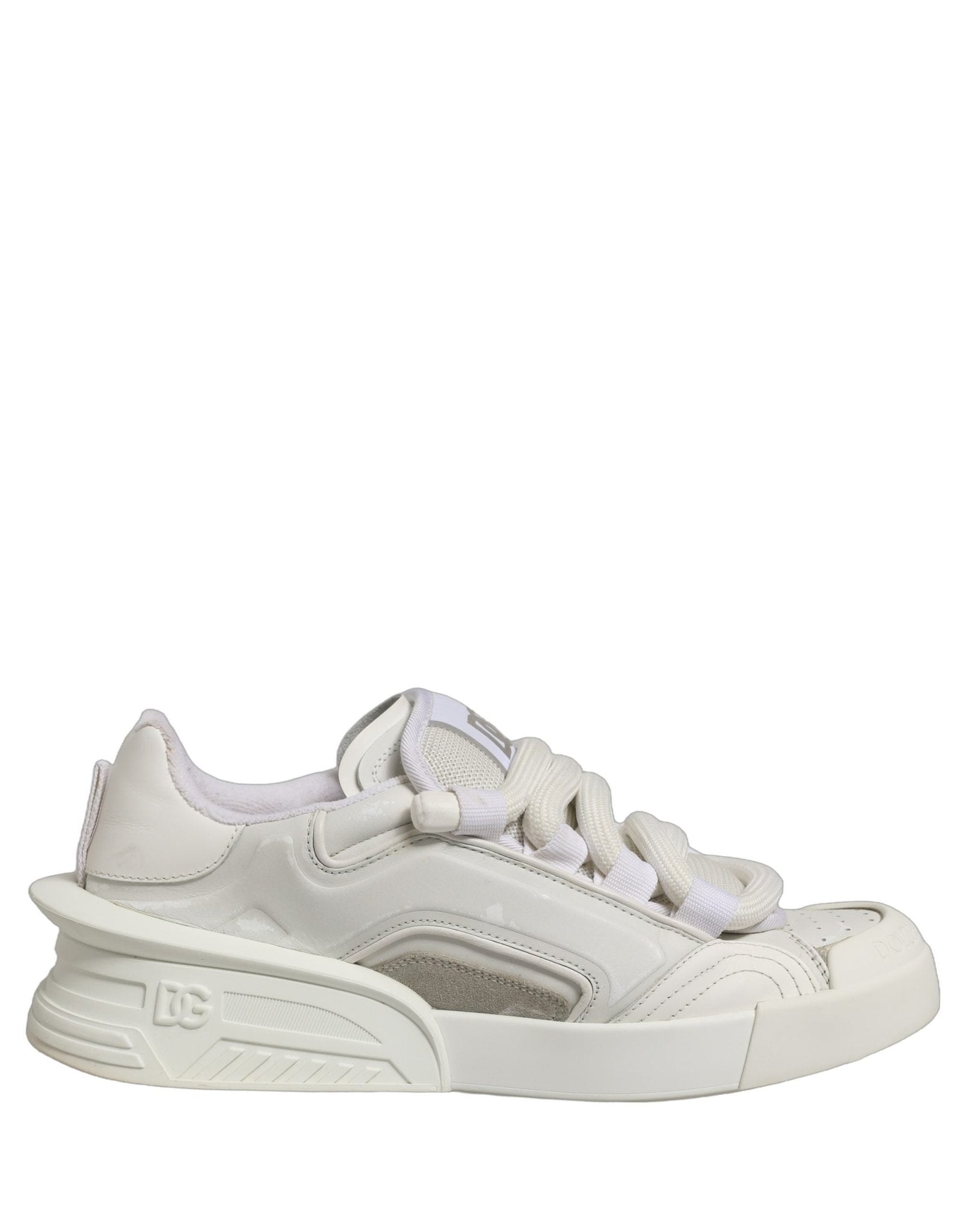 Dolce & Gabbana White Leather Portofino Space Sneakers Shoes - RIMODA