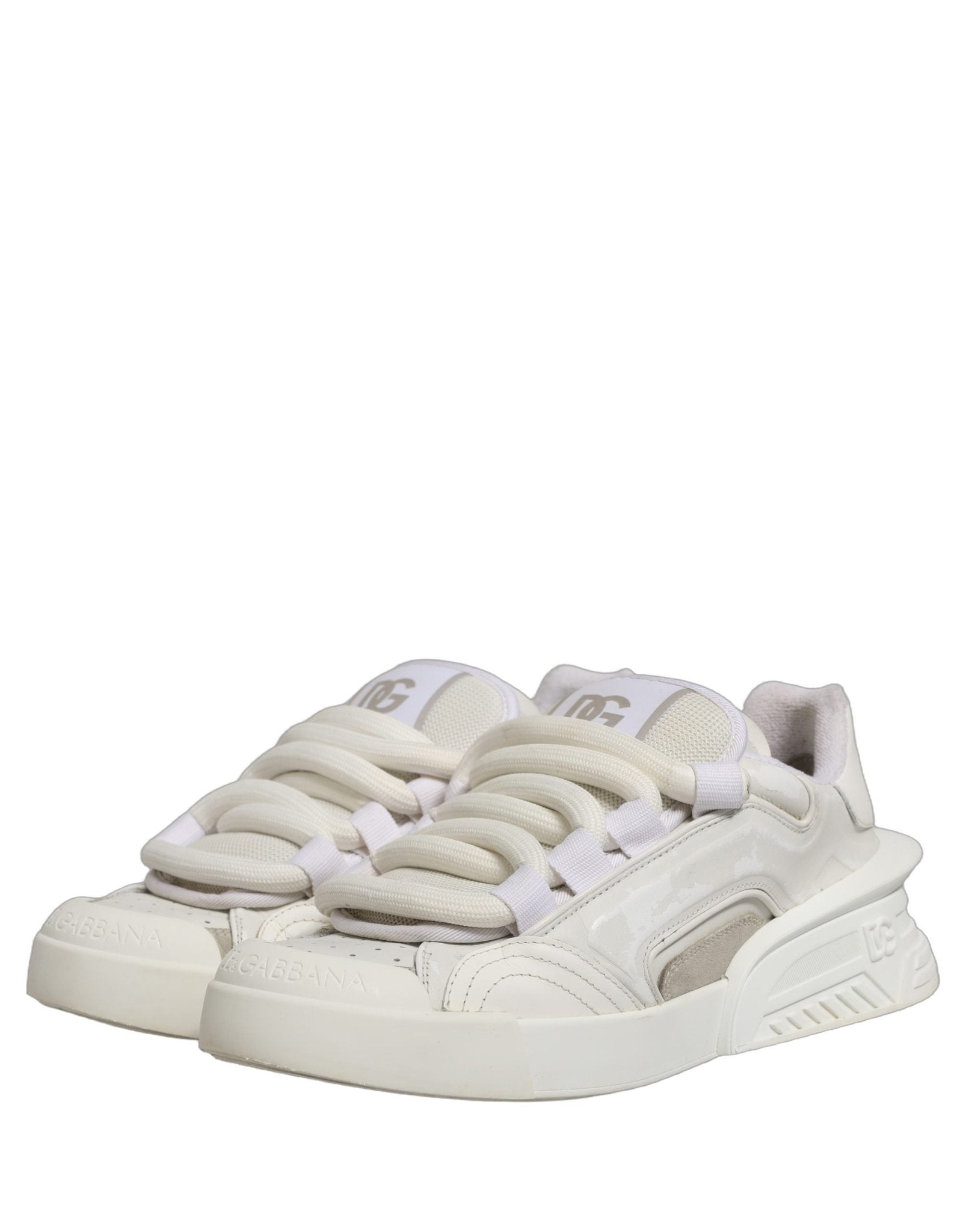 Dolce & Gabbana White Leather Portofino Space Sneakers Shoes - RIMODA