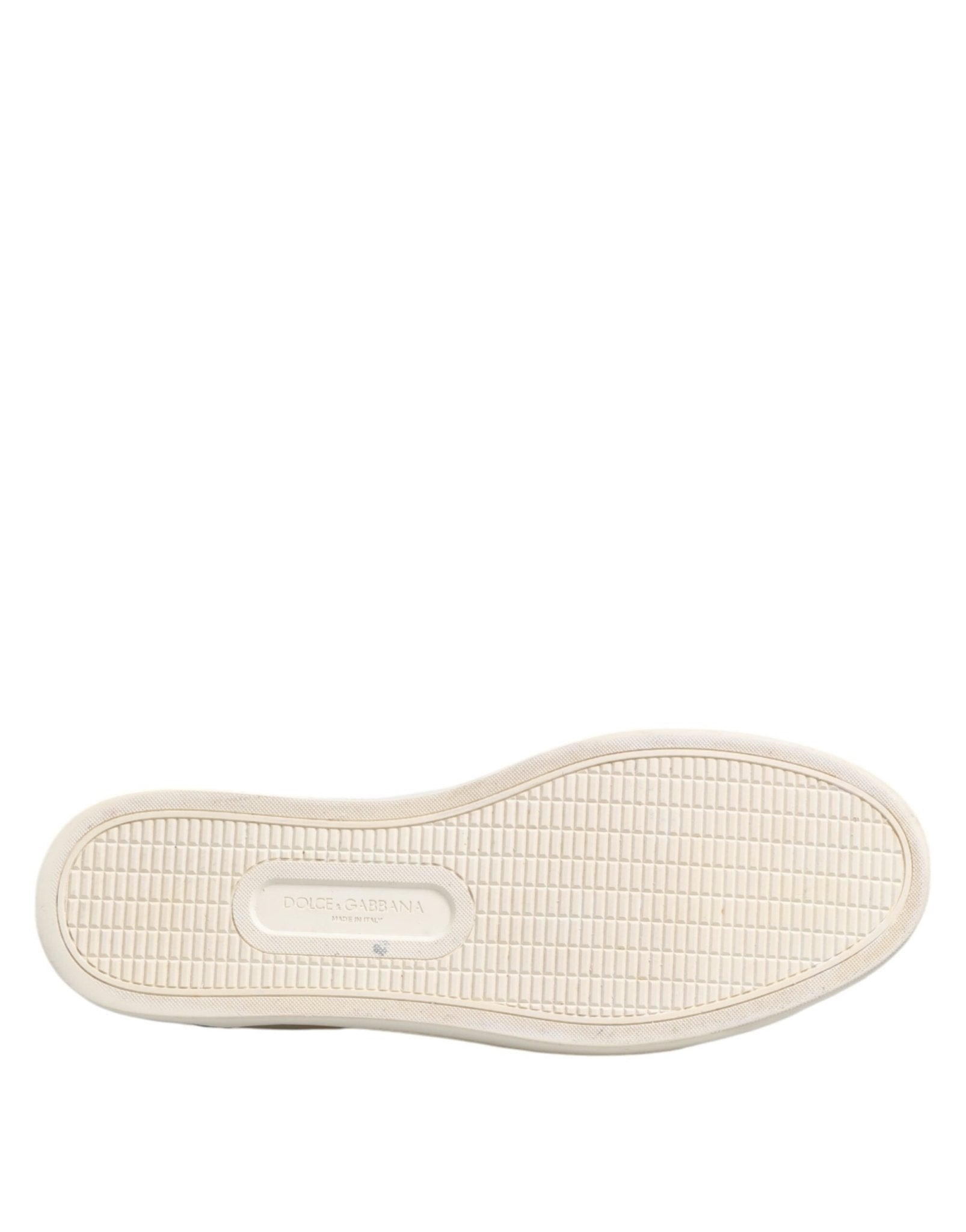 Dolce & Gabbana White Leather Printed Low Top Sneakers Shoes - RIMODA