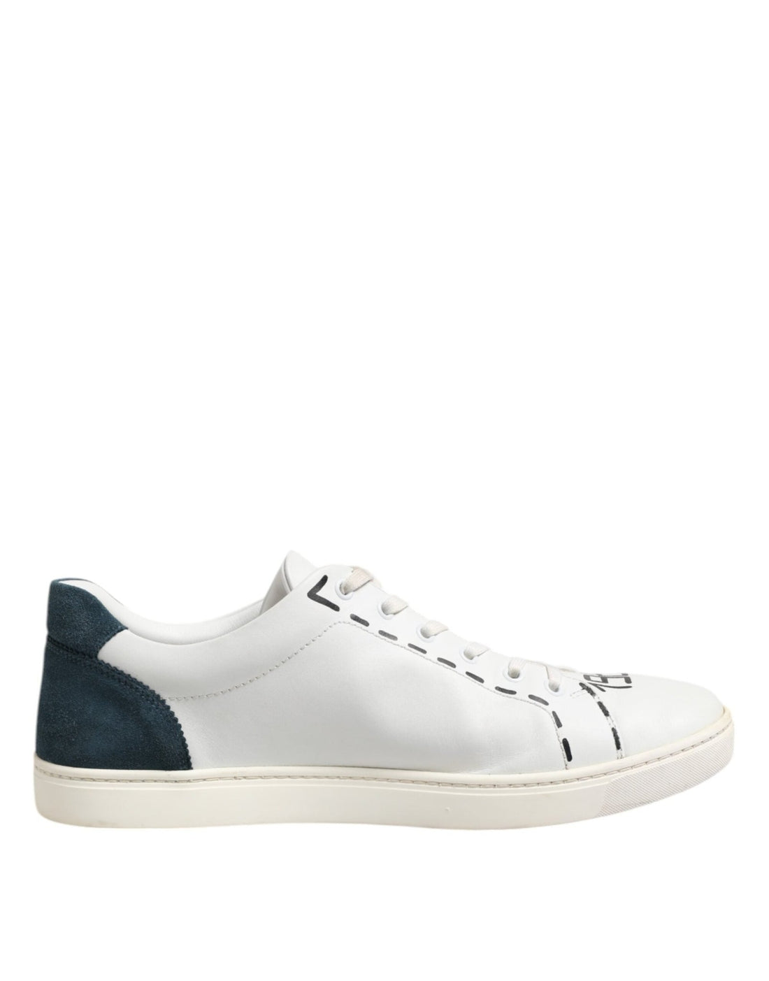 Dolce & Gabbana White Leather Printed Low Top Sneakers Shoes - RIMODA