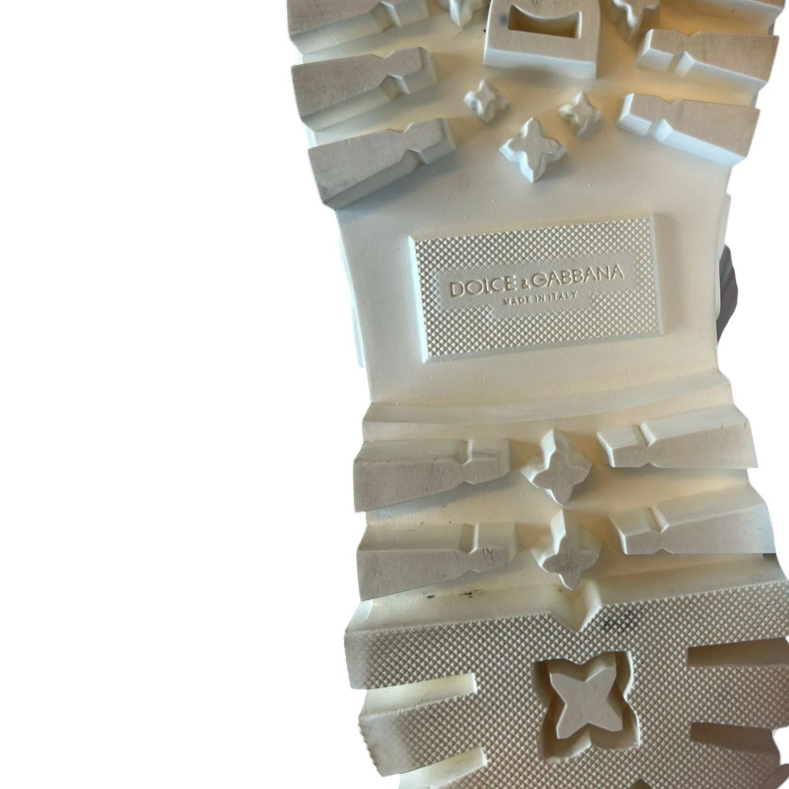 Dolce & Gabbana White Leather Rubber Logo Ankle Boots Shoes - RIMODA