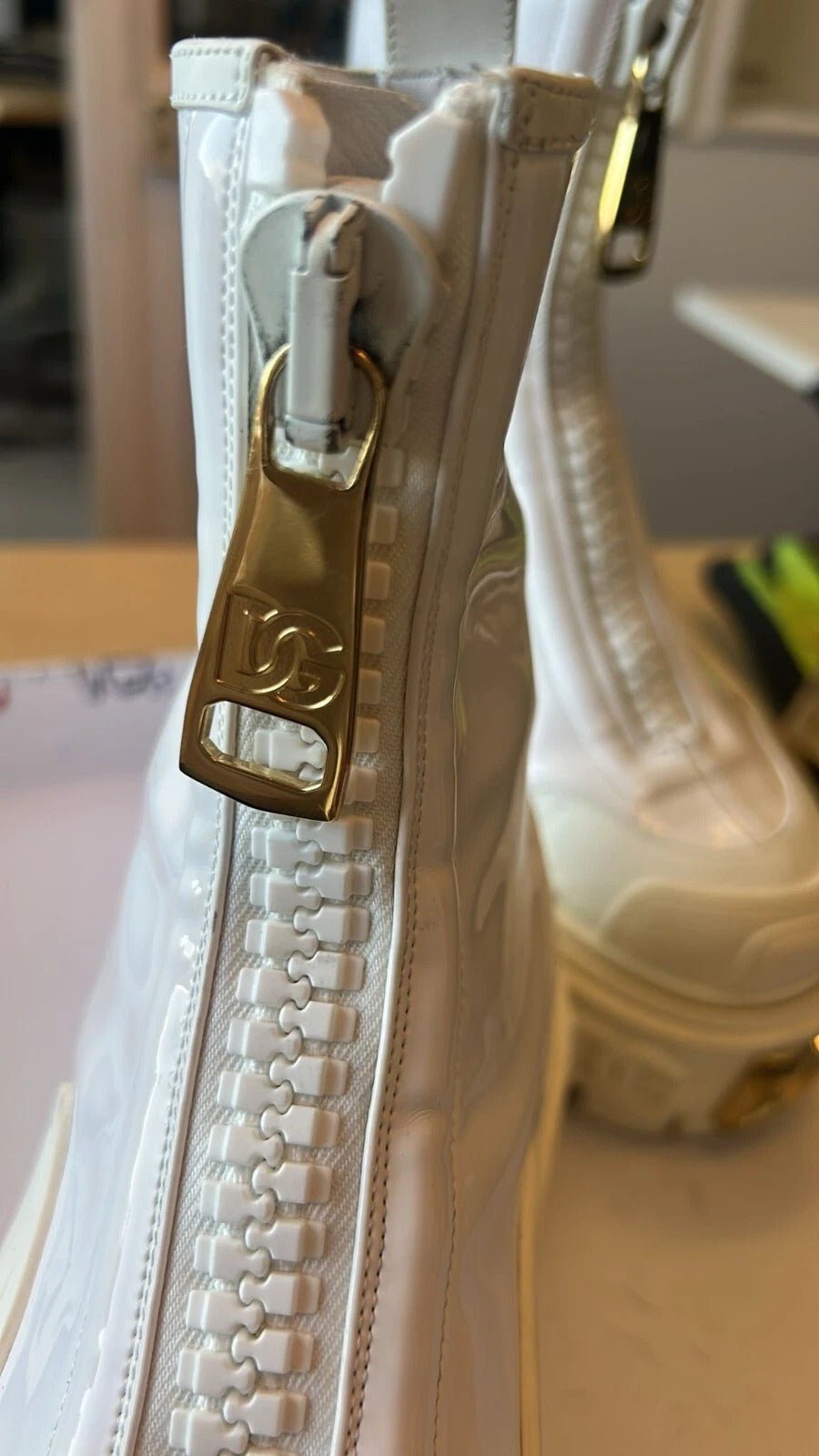 Dolce & Gabbana White Leather Rubber Logo Ankle Boots Shoes - RIMODA