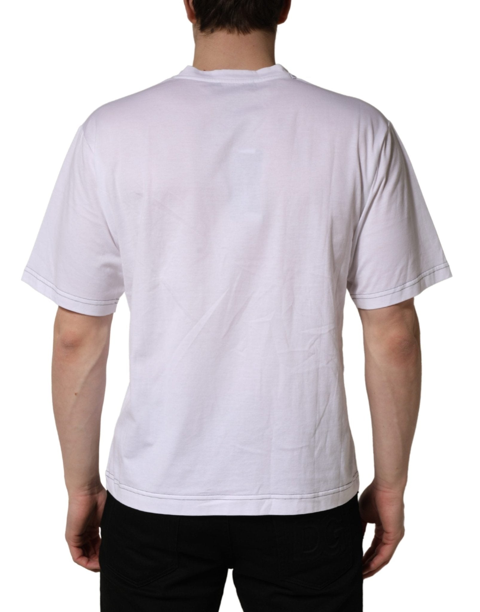 Dolce & Gabbana White Leopard Print DG Logo MenCotton T-shirt - RIMODA