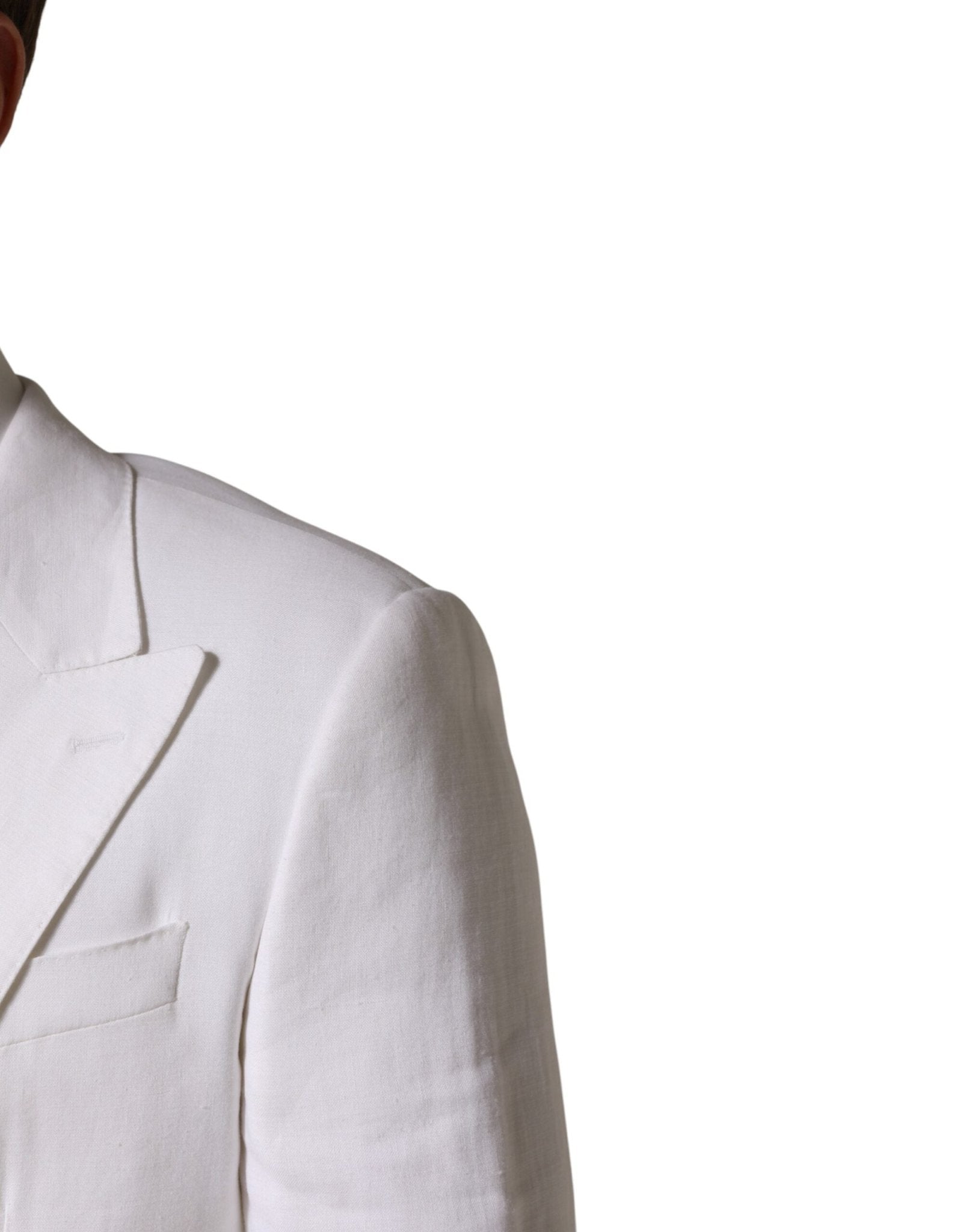 Dolce & Gabbana White Linen Double Breasted 2 Button Blazer - RIMODA