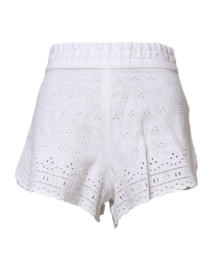 Dolce & Gabbana White Linen High Waisted Hot Pants Shorts - RIMODA