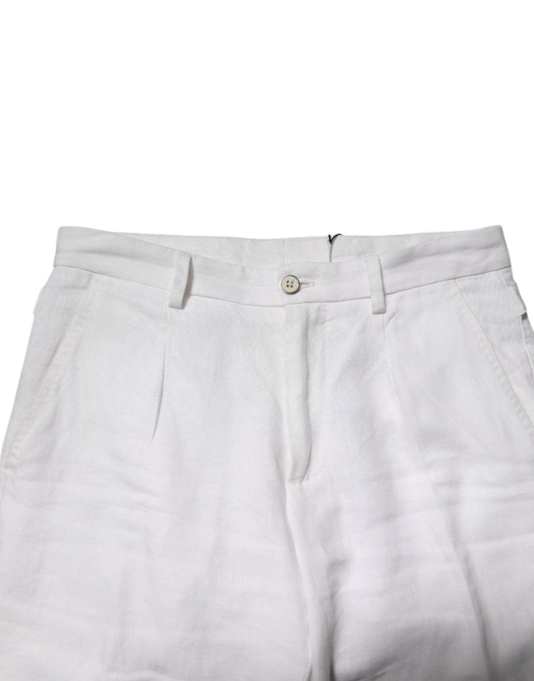 Dolce & Gabbana White Linen Mid Waist Cropped Pants - RIMODA