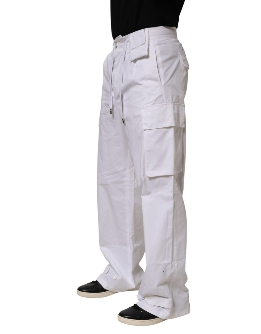 Dolce & Gabbana White Linen Straight Cargo Men Trouser Pants - RIMODA