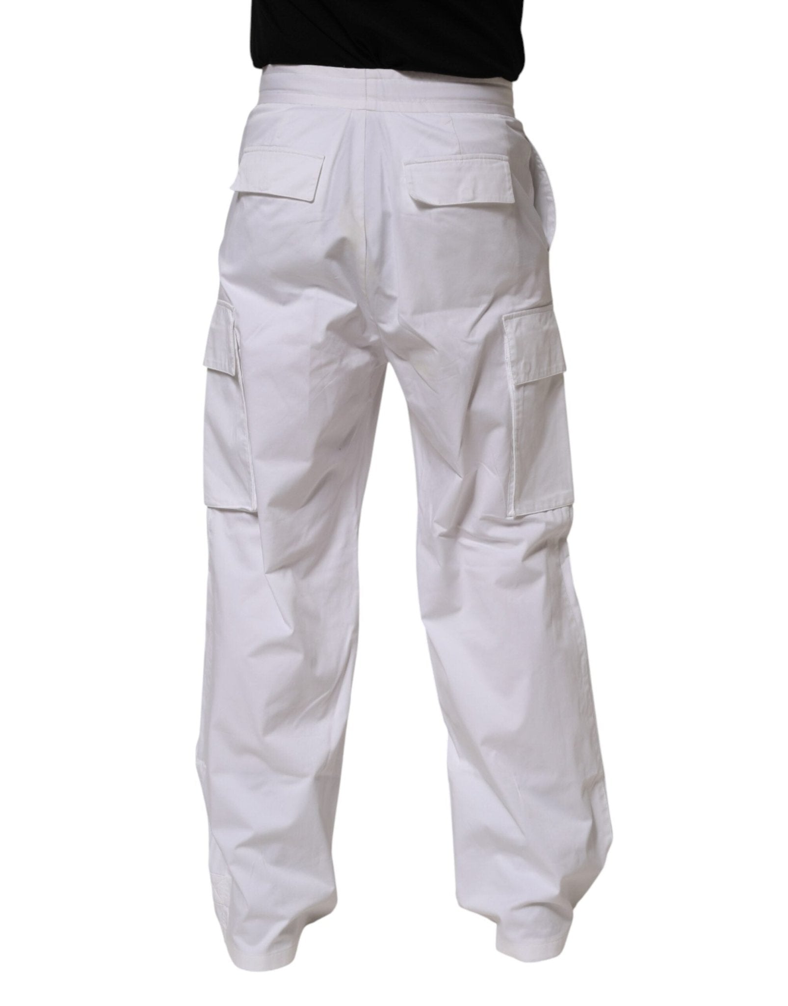 Dolce & Gabbana White Linen Straight Cargo Men Trouser Pants - RIMODA
