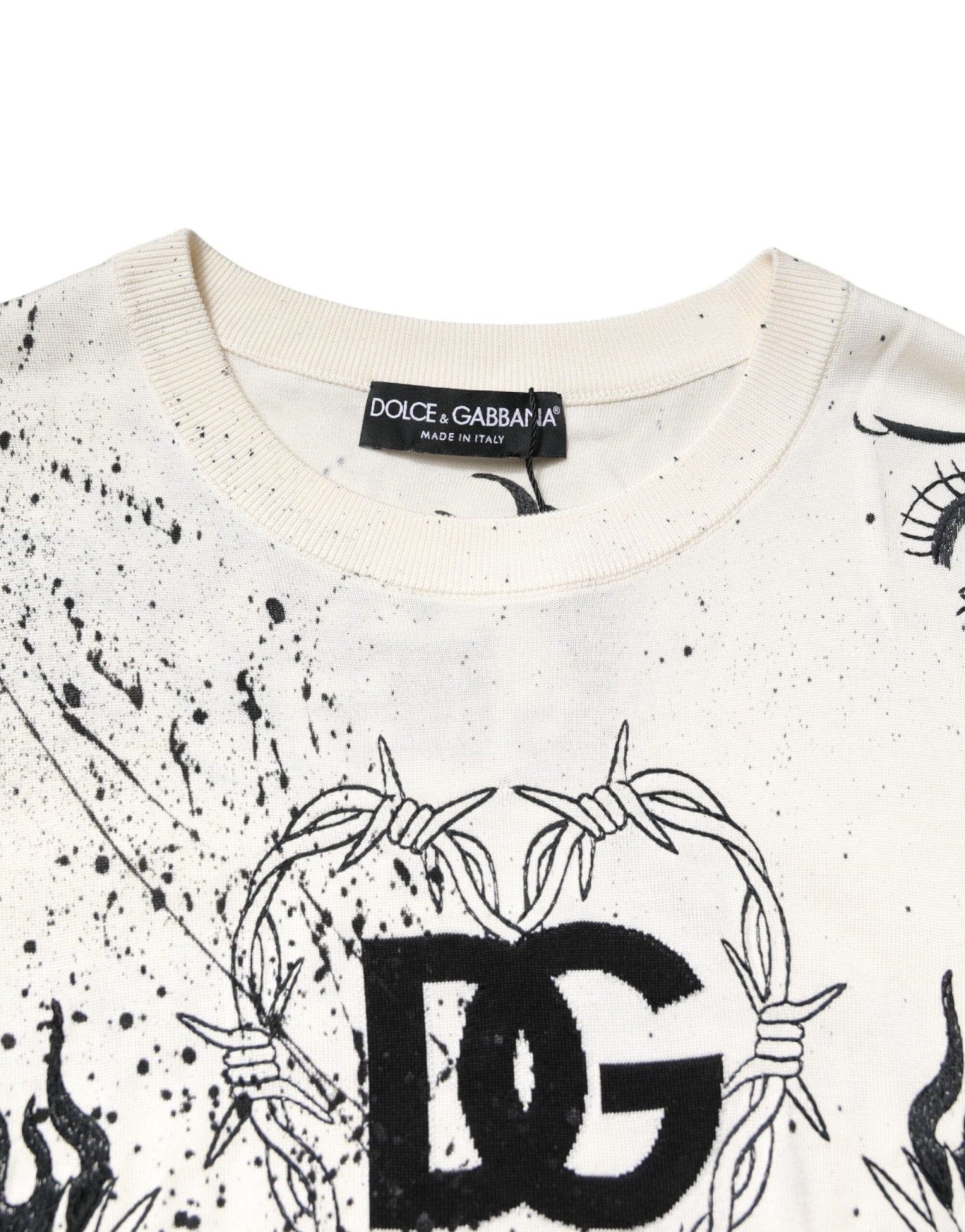 Dolce & Gabbana White Logo Angel Print Women Pullover Sweater - RIMODA