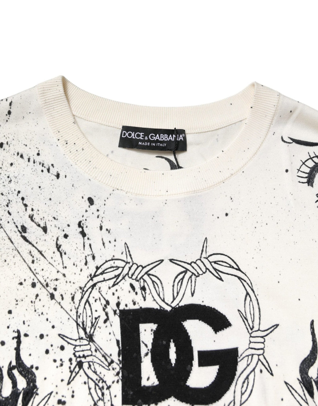 Dolce & Gabbana White Logo Angel Print Women Pullover Sweater - RIMODA