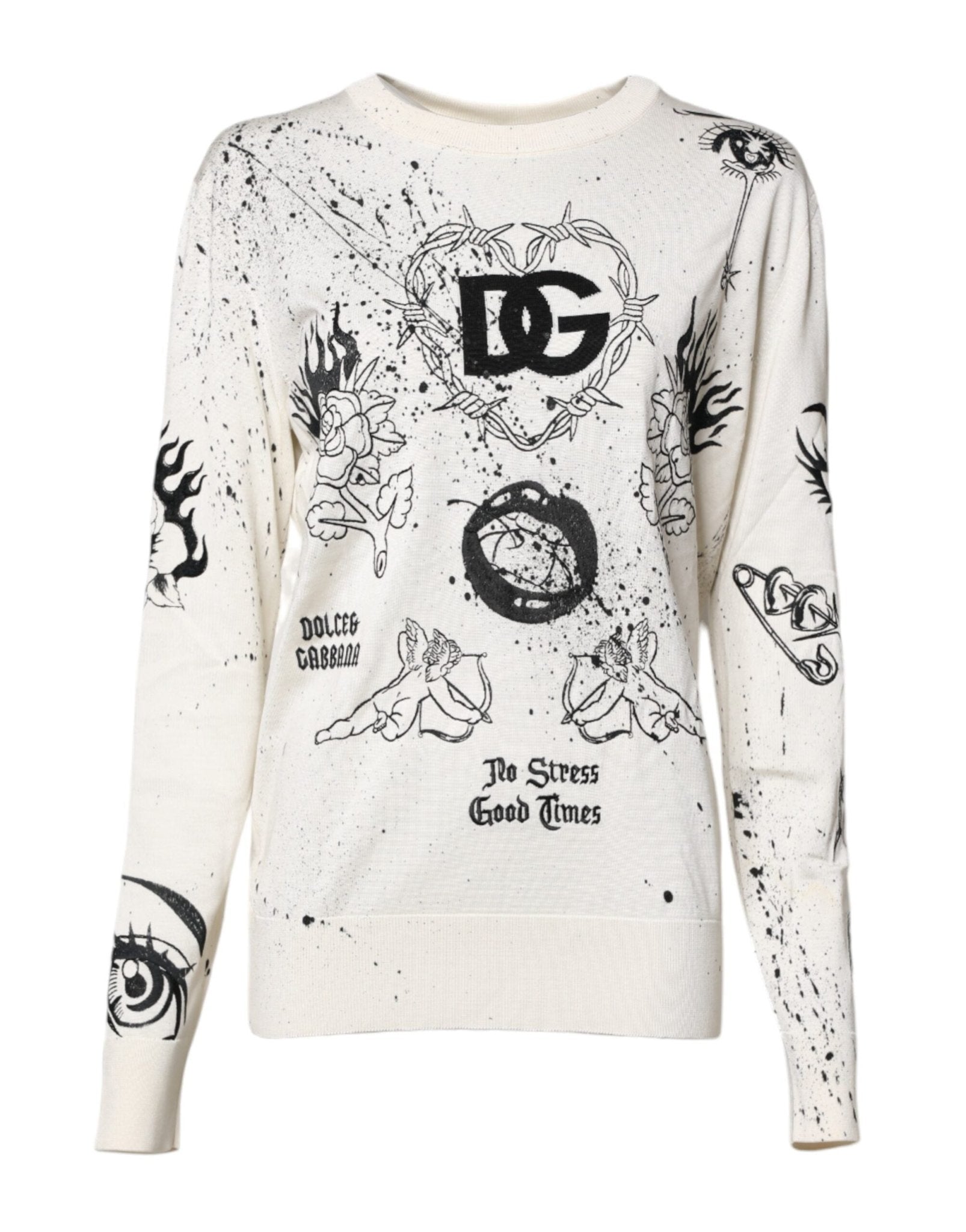 Dolce & Gabbana White Logo Angel Print Women Pullover Sweater - RIMODA