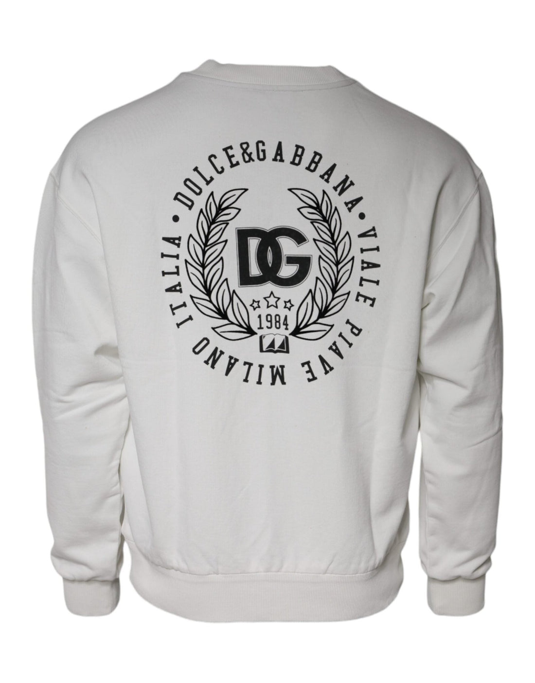 Dolce & Gabbana White Logo Cotton Crew Neck Pullover Sweater - RIMODA