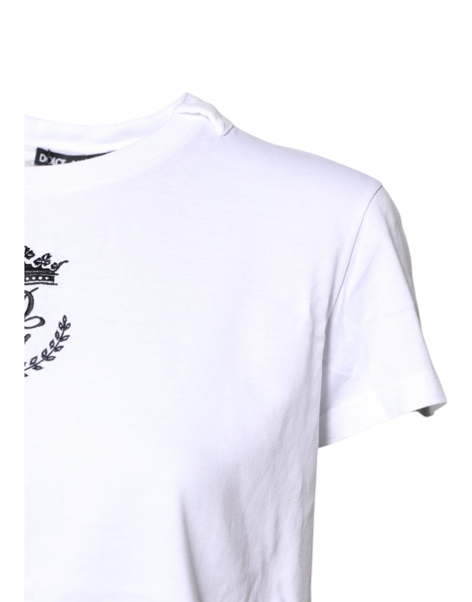 Dolce & Gabbana White Logo Crown Cotton Crew Neck T-shirt - RIMODA