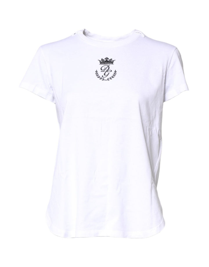 Dolce & Gabbana White Logo Crown Cotton Crew Neck T-shirt - RIMODA