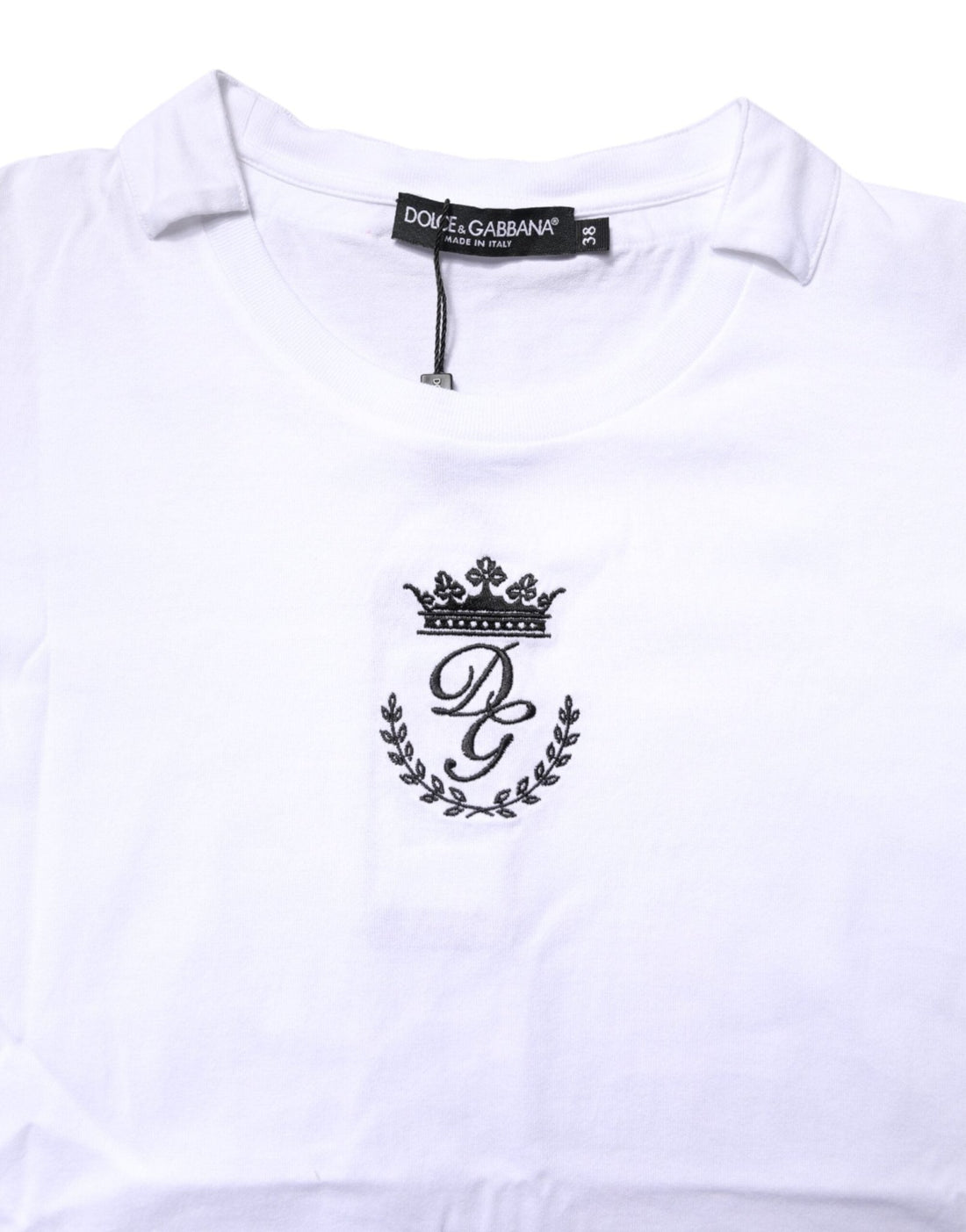Dolce & Gabbana White Logo Crown Cotton Crew Neck T-shirt - RIMODA