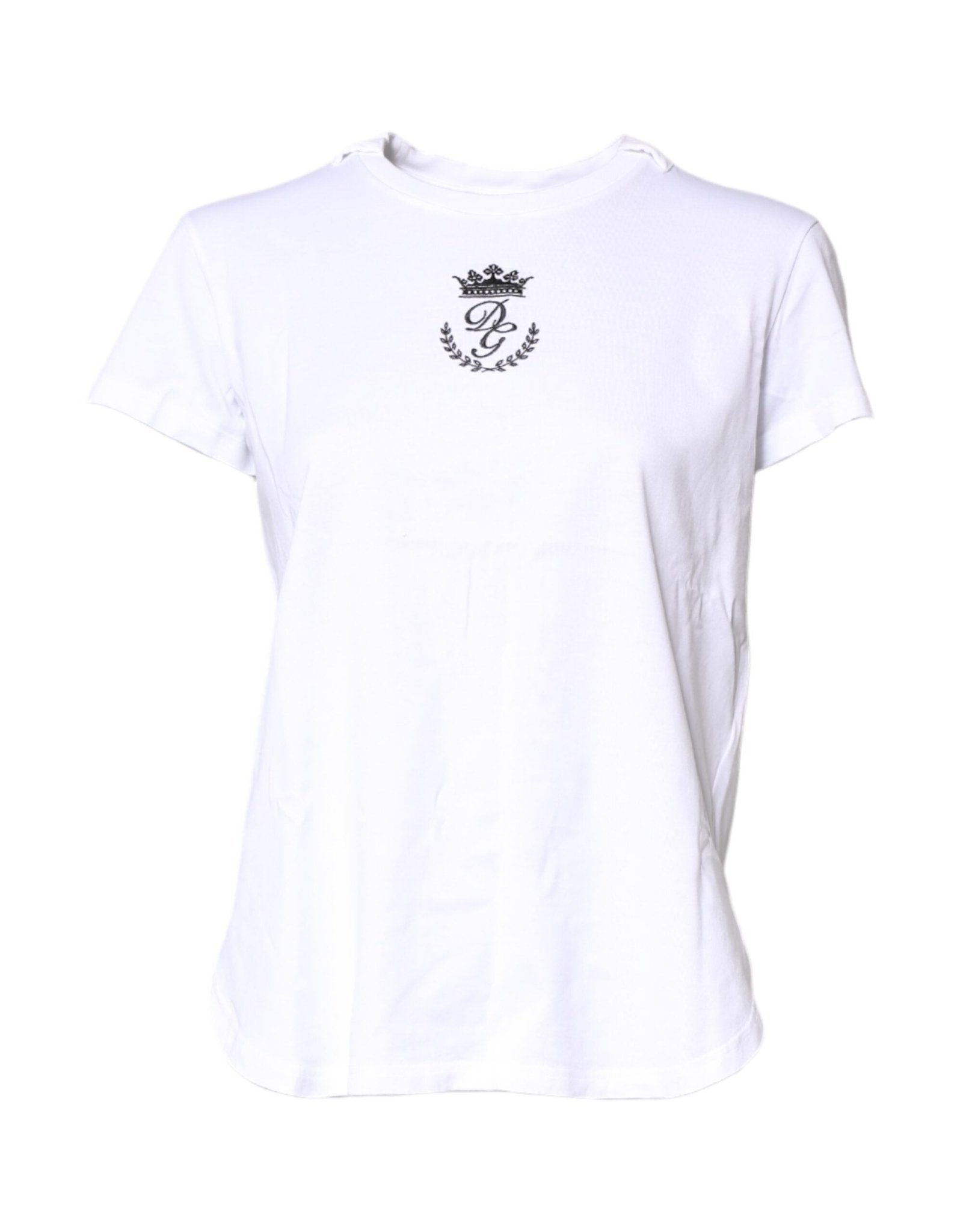 Dolce & Gabbana White Logo Crown Cotton Crew Neck T-shirt - RIMODA